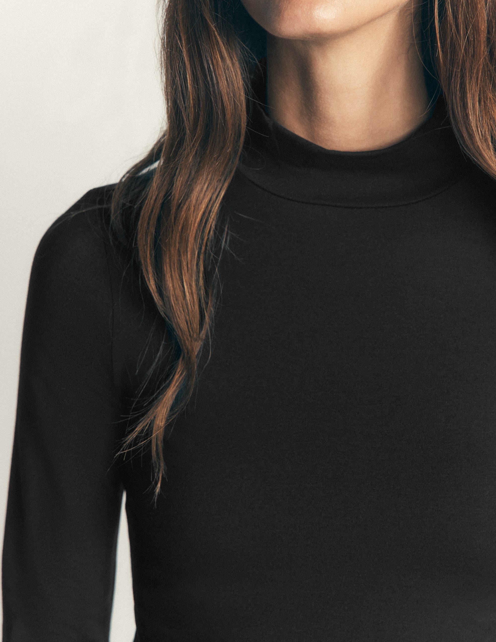 High Neck Jersey Top-Black - Image 2