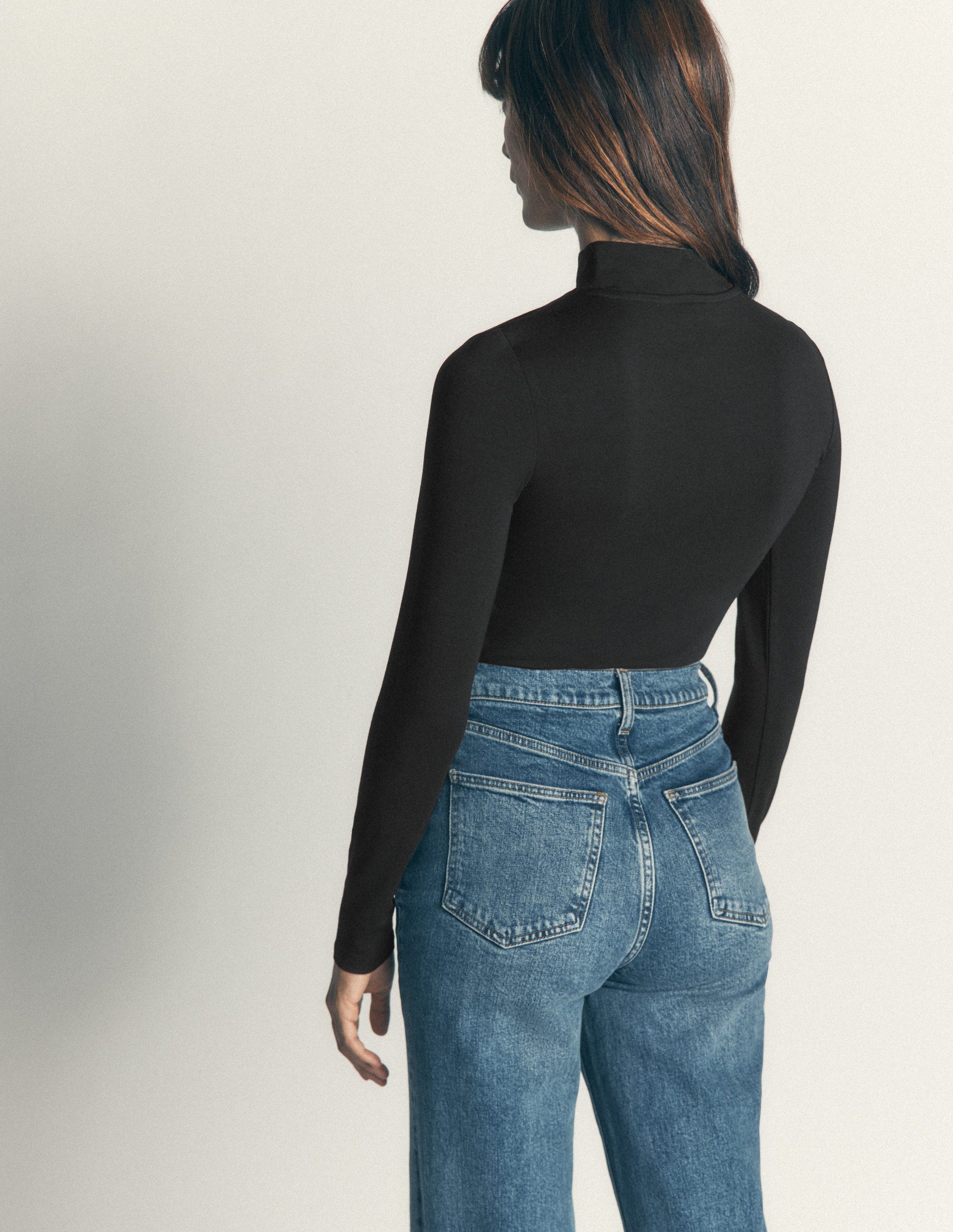 High Neck Jersey Top-Black-3