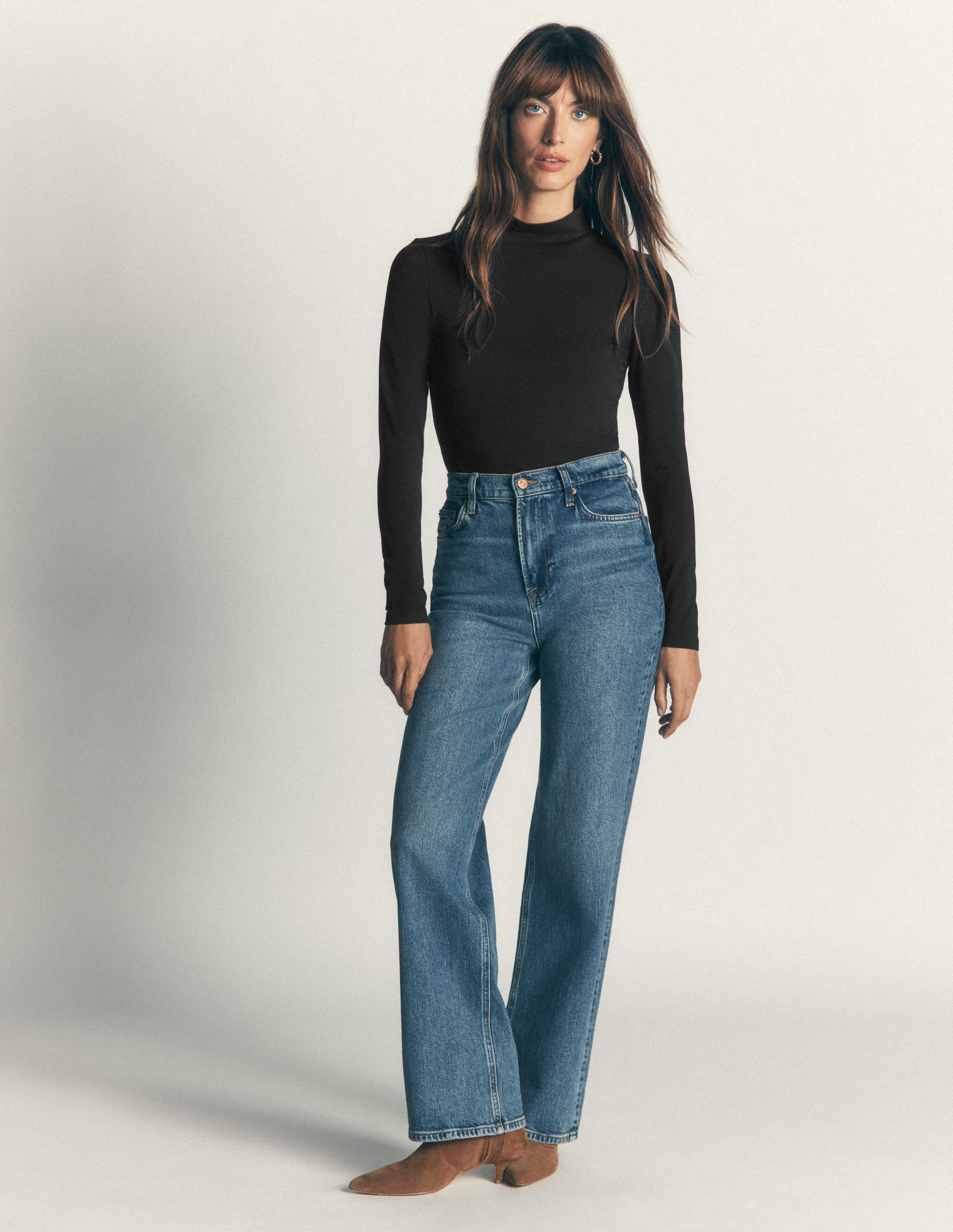 High Neck Jersey Top-Black - Image 4