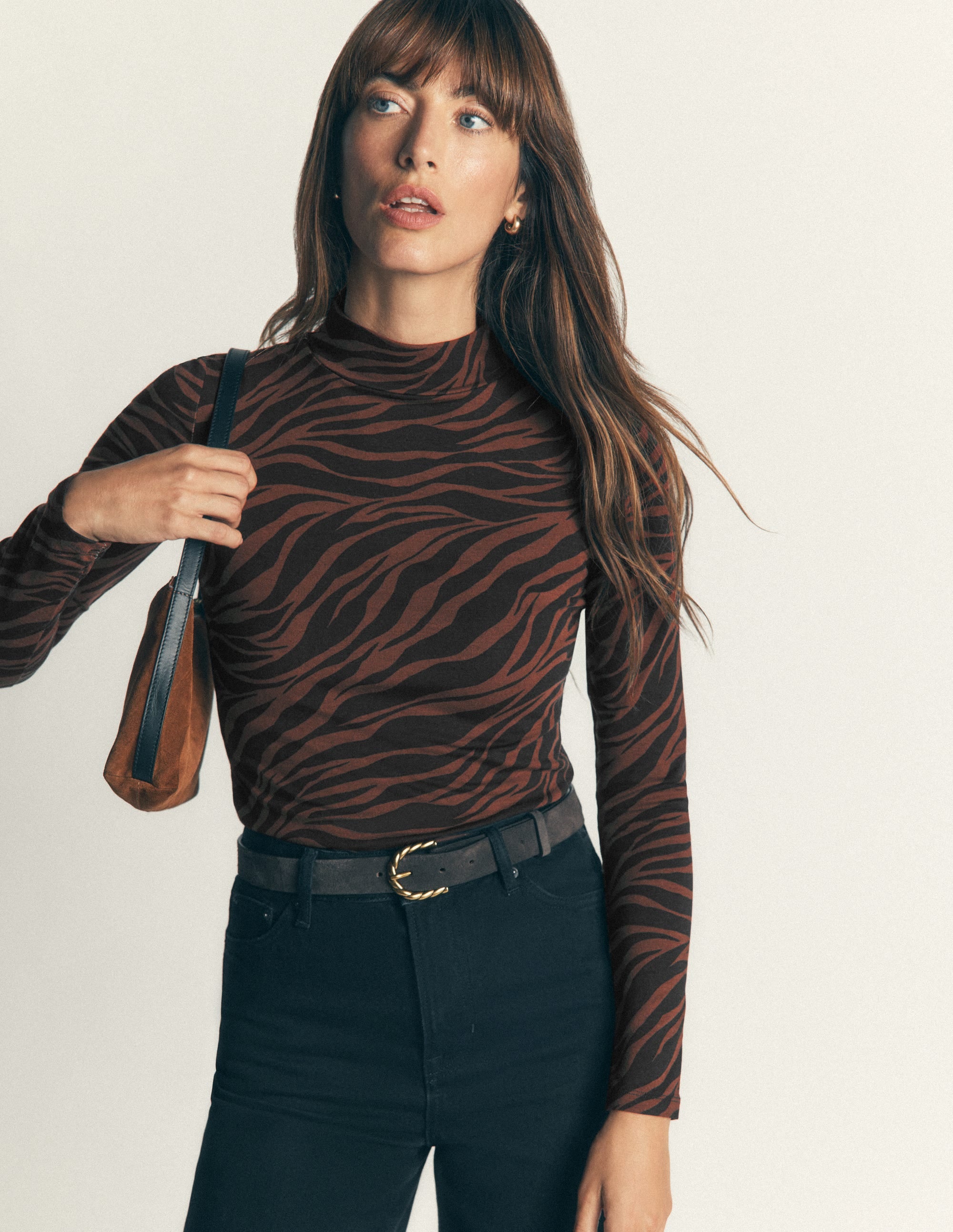 High Neck Jersey Top-Potting Soil, Zebra Swirl - Image 1