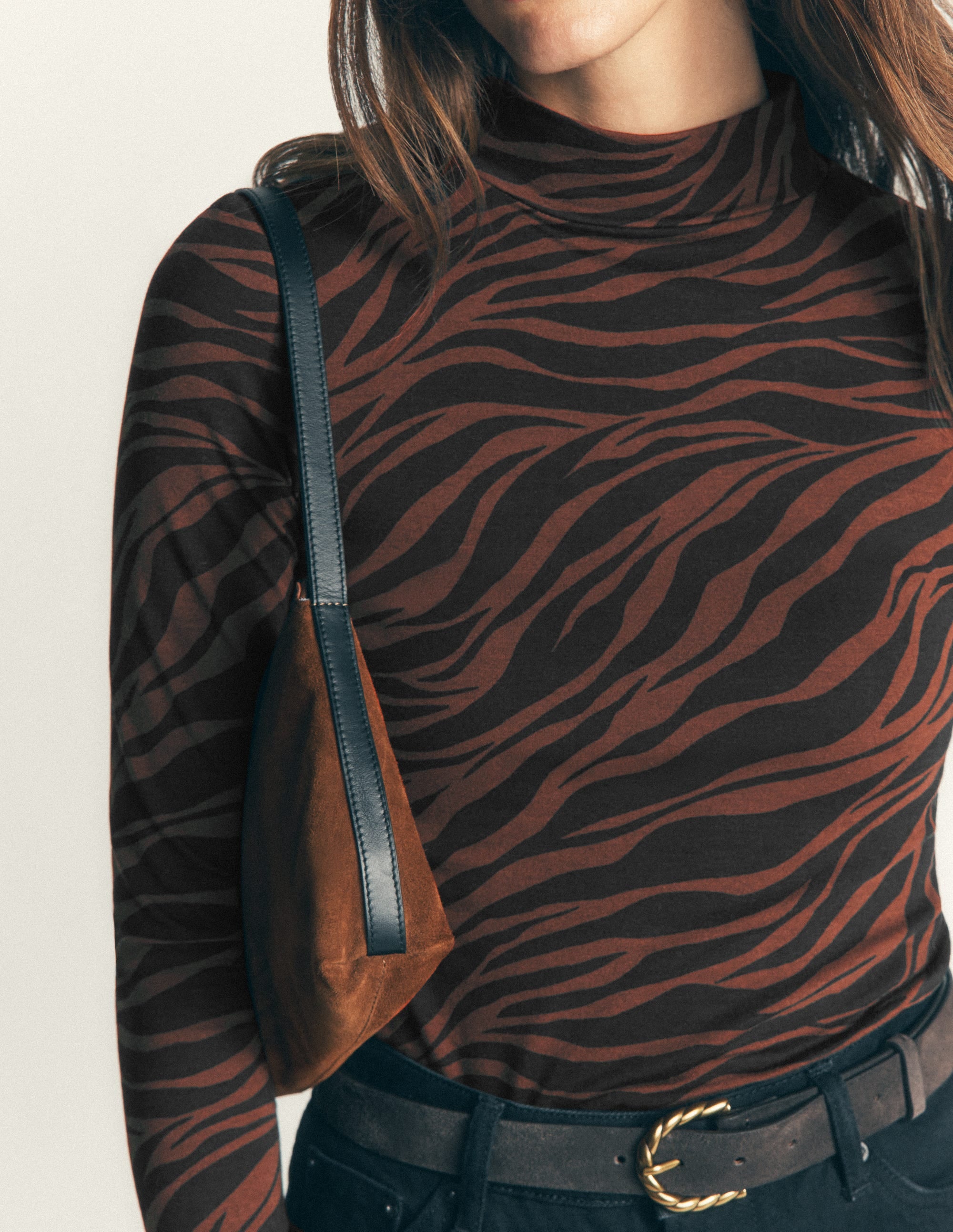 High Neck Jersey Top-Potting Soil, Zebra Swirl - Image 2