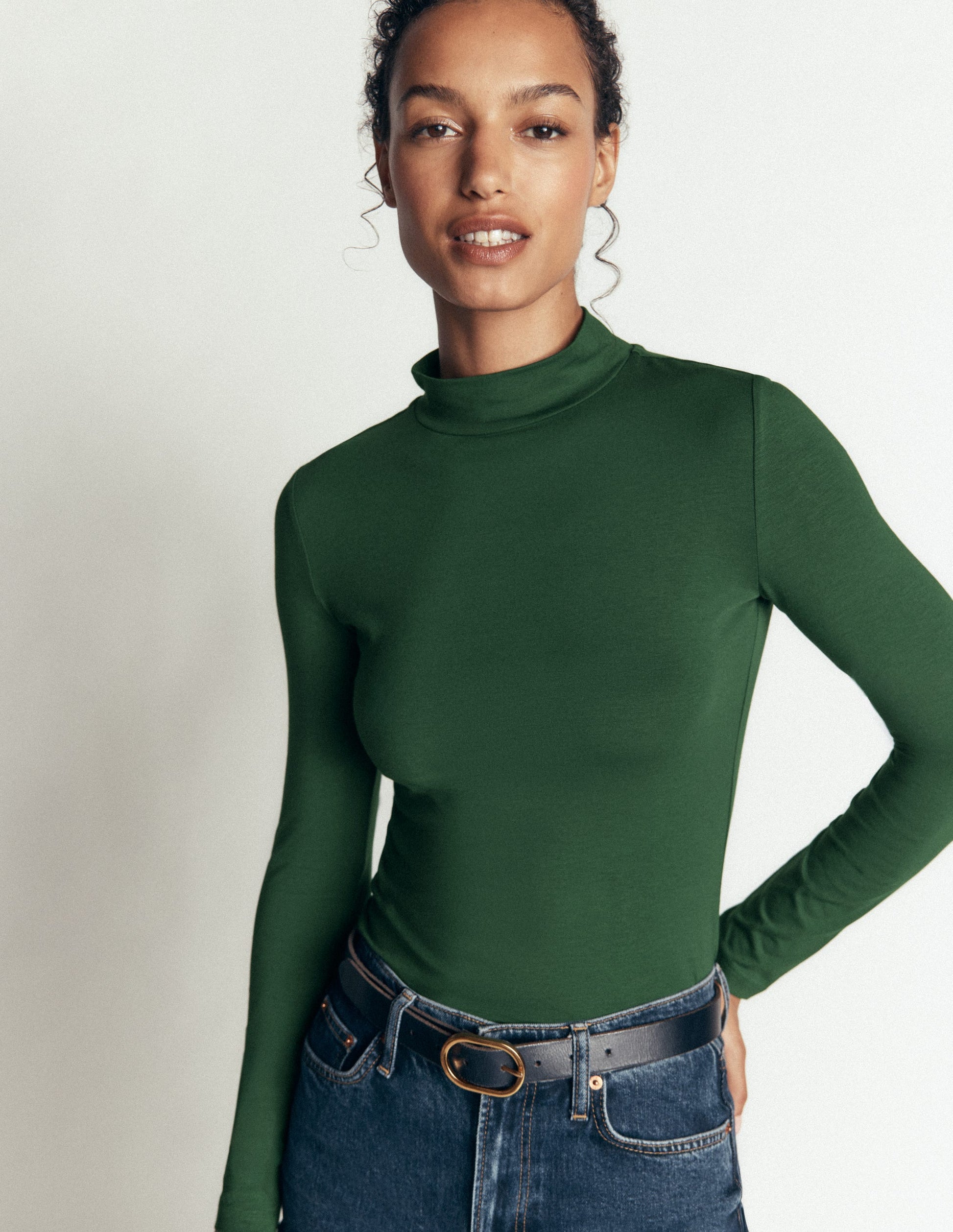 High Neck Long Sleeve-Dark Green-1
