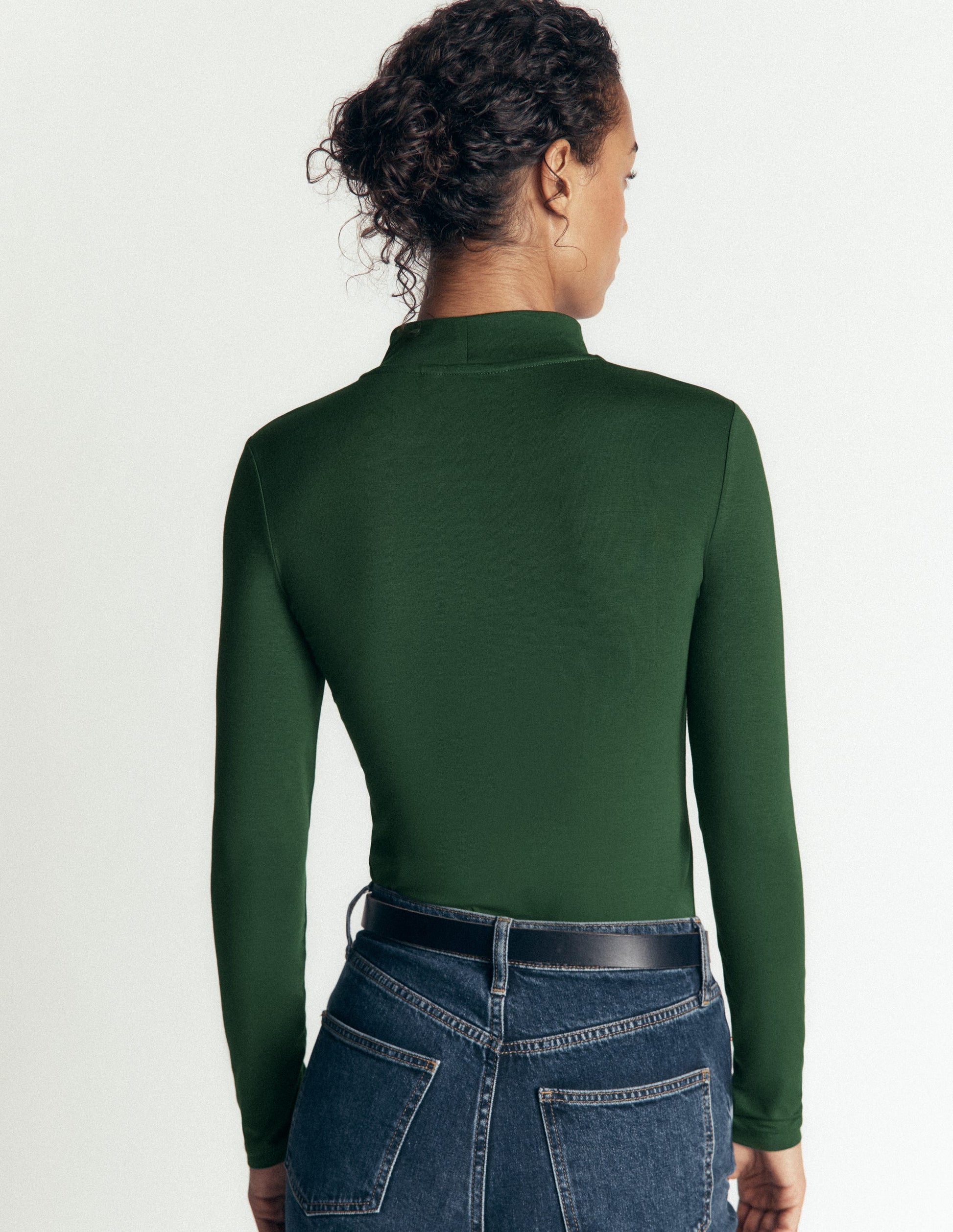High Neck Long Sleeve-Dark Green-3