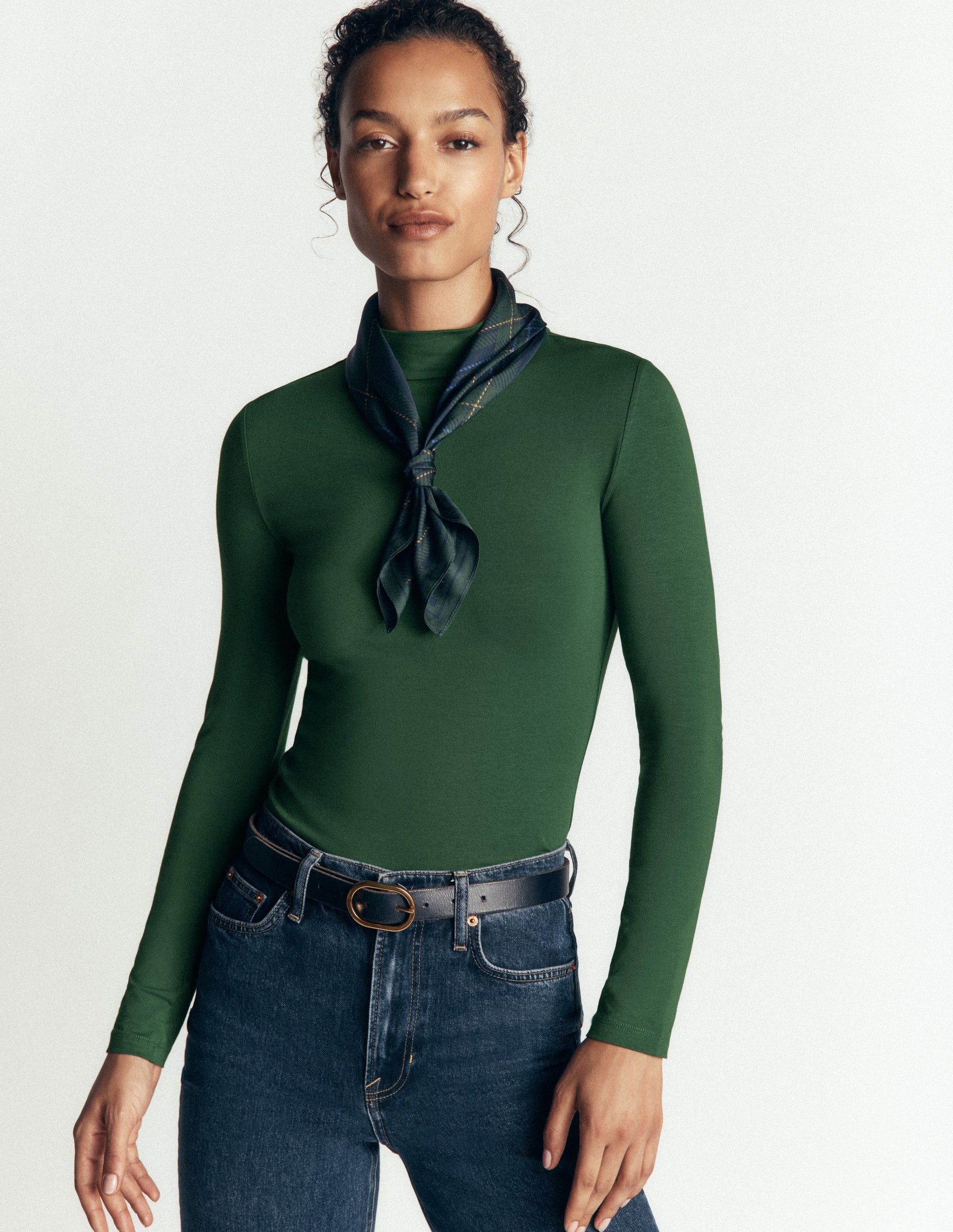 High Neck Long Sleeve-Dark Green-4