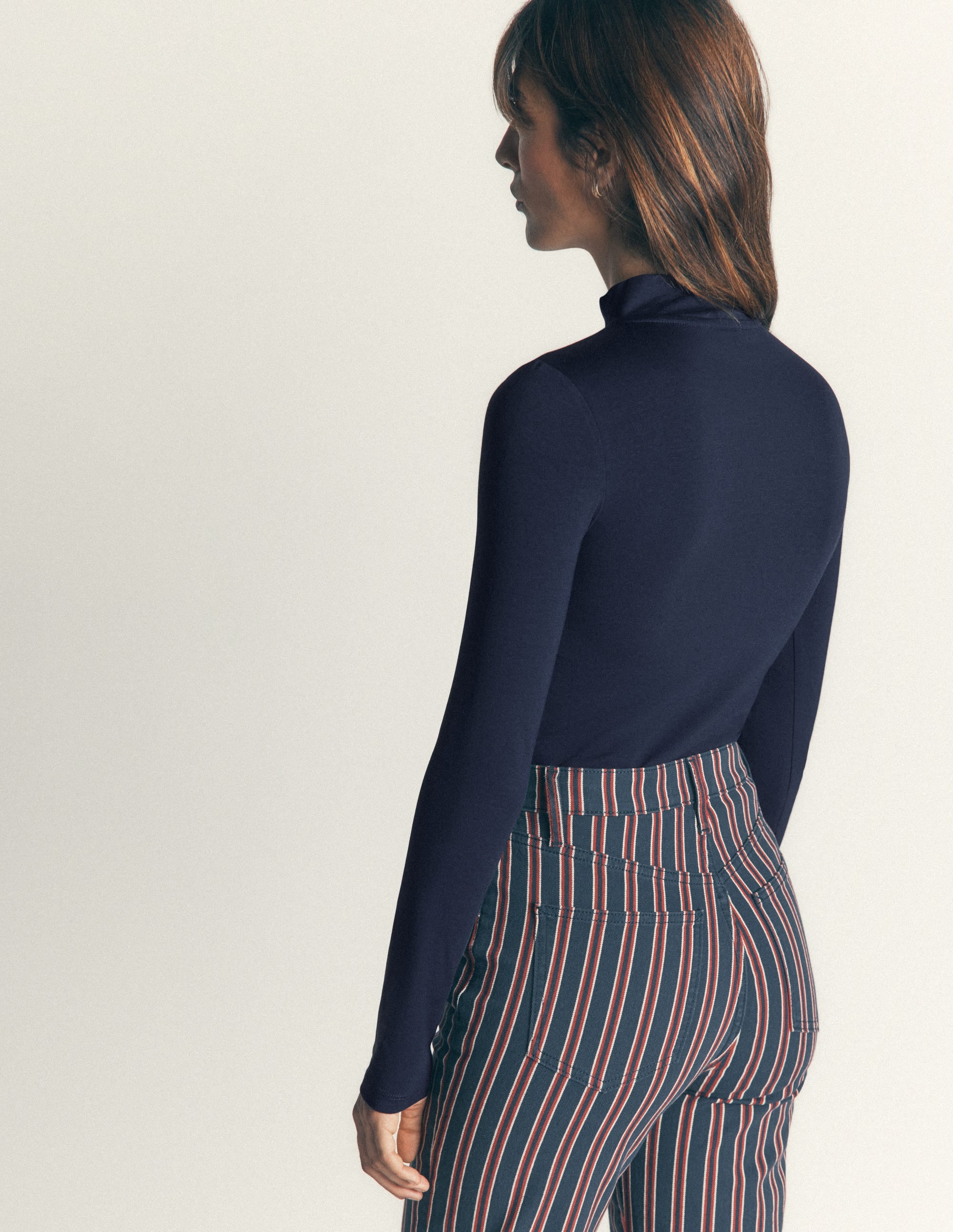 High Neck Jersey Top-Navy - Image 3