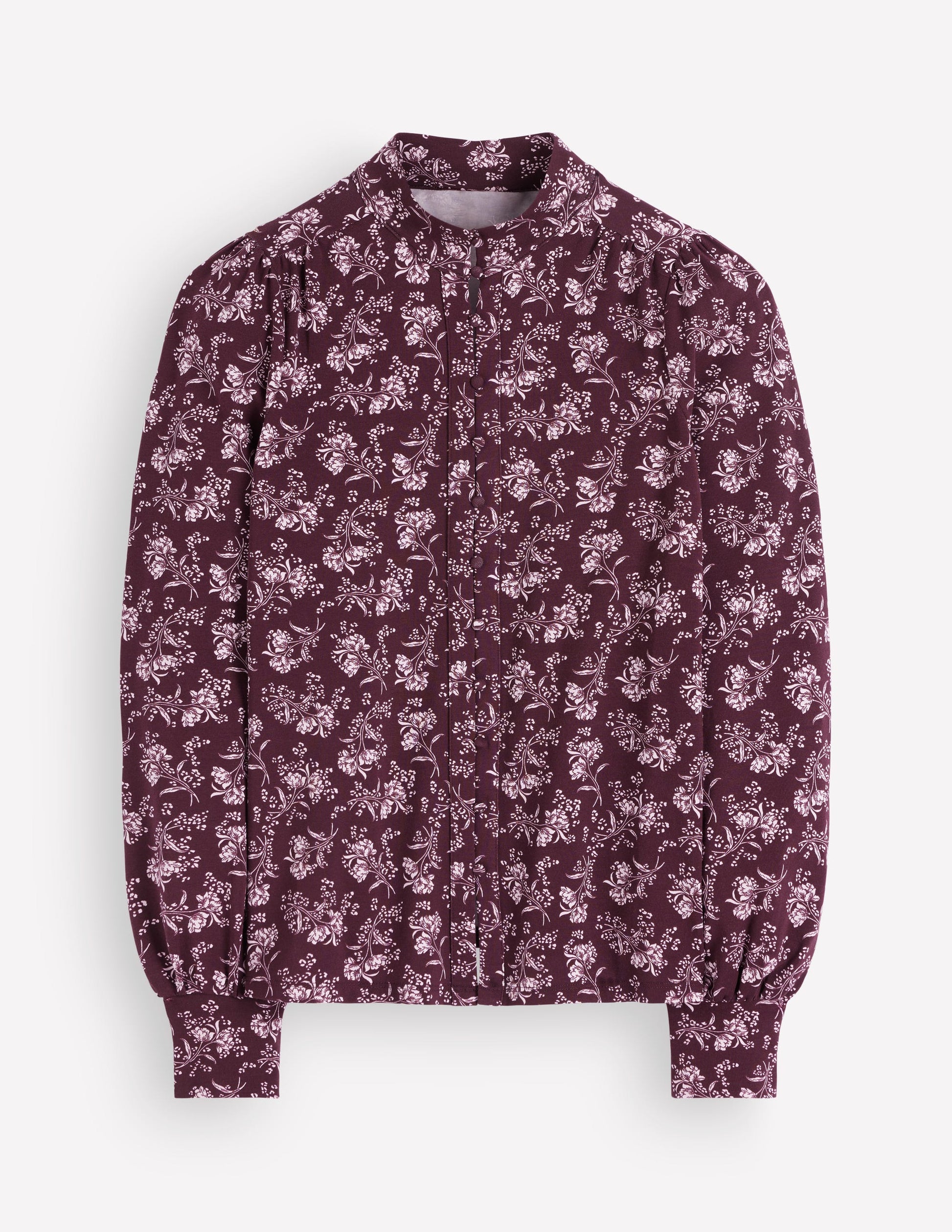 Isla Funnel Neck Button Blouse-Fudge, Enchanted Sprigs-7