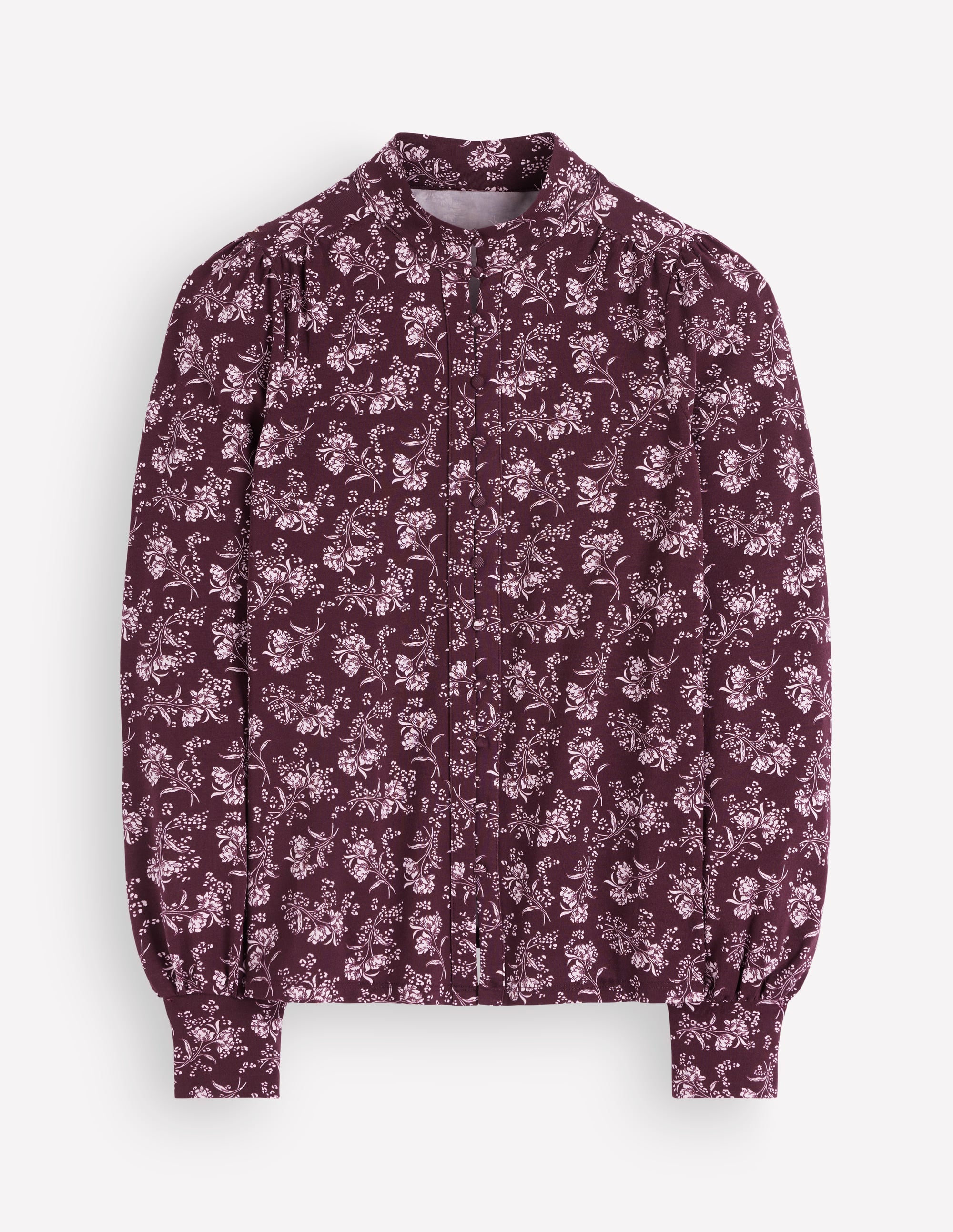 Isla Funnel Neck Button Blouse-Fudge, Enchanted Sprigs - Image 7