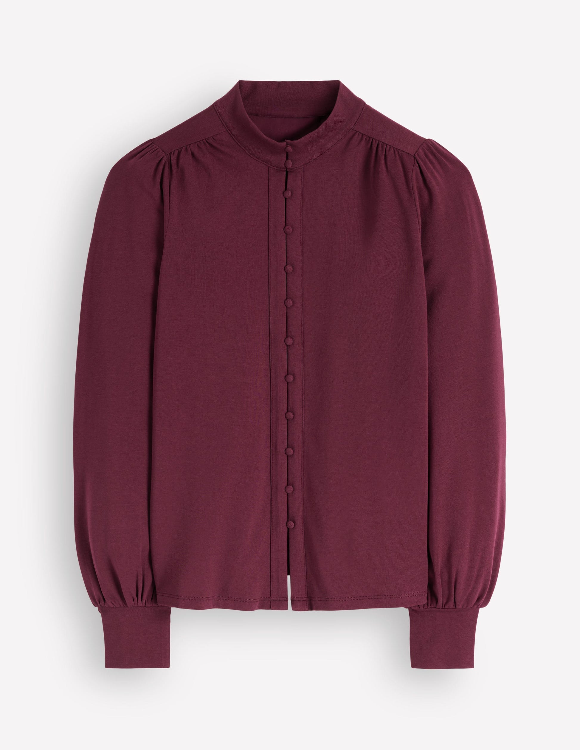 Isla Funnel Neck Button Blouse-Deep Wisteria-6