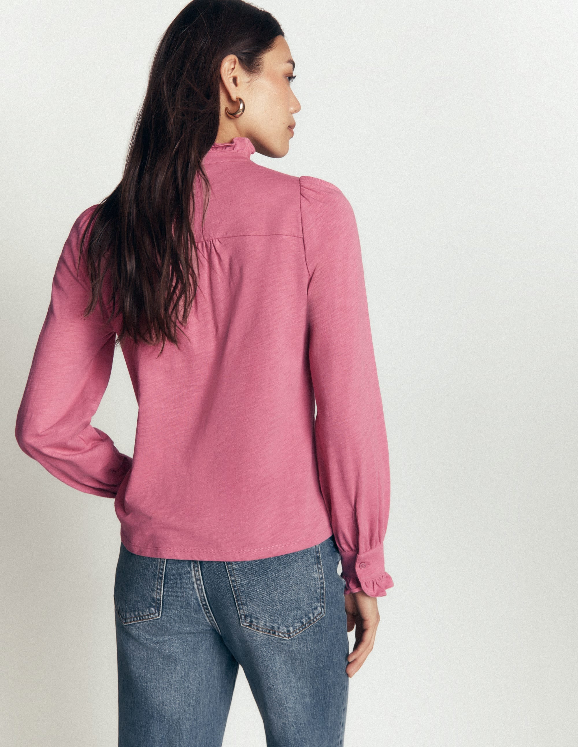Jersey Frill Blouse-Pink Heather - Image 3