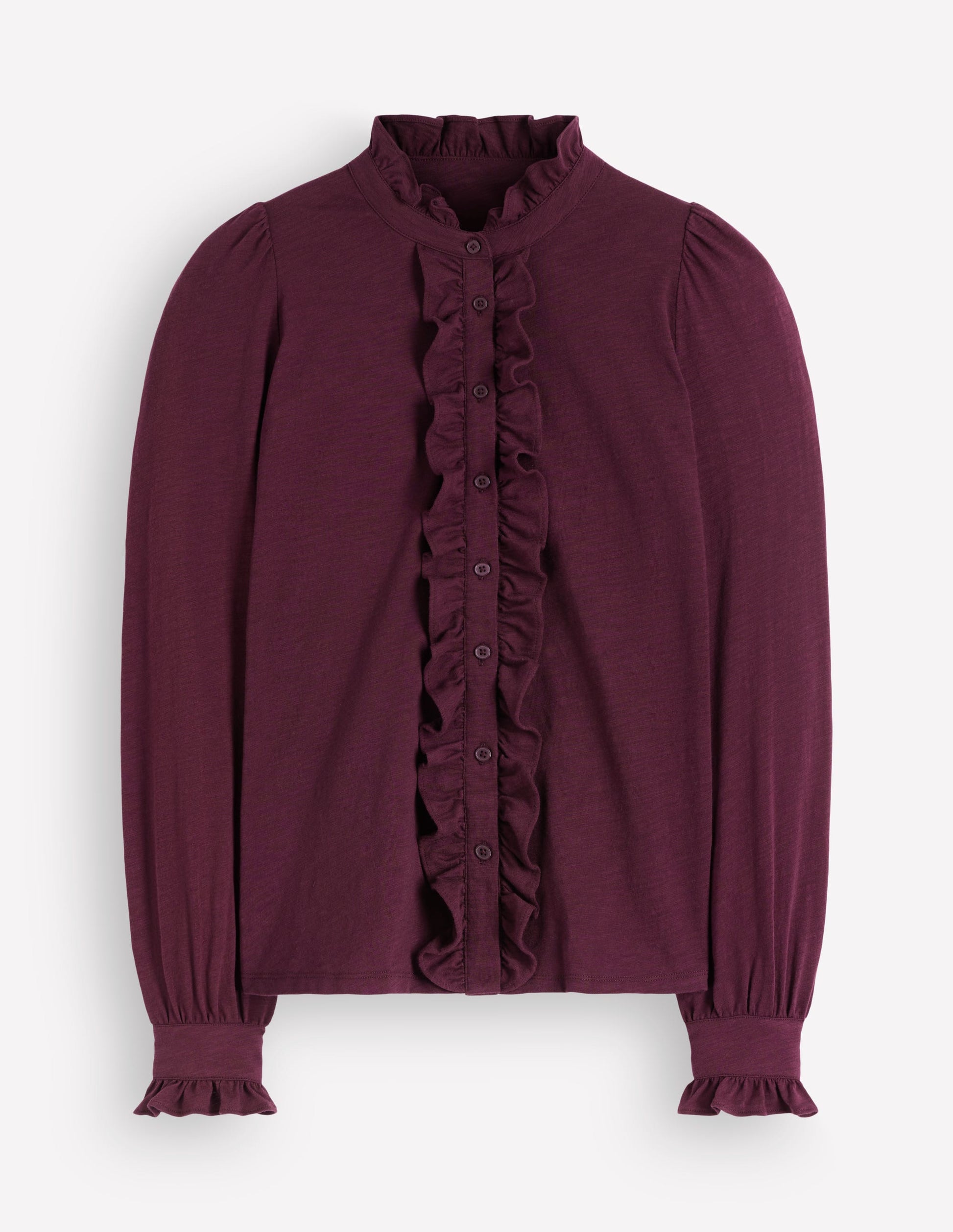 Jersey Frill Blouse-Dark Cherry-5