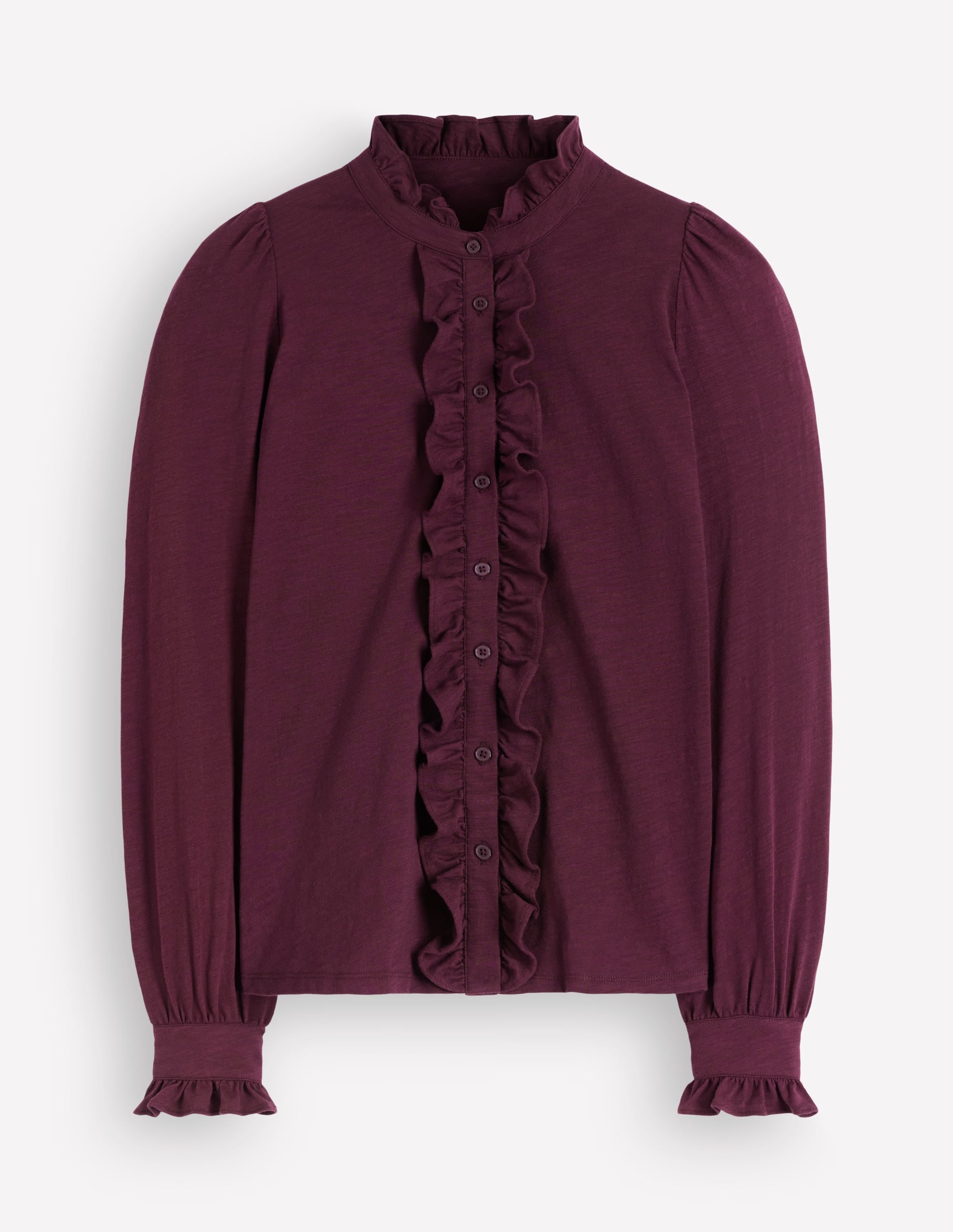 Jersey Frill Blouse-Dark Cherry - Image 5