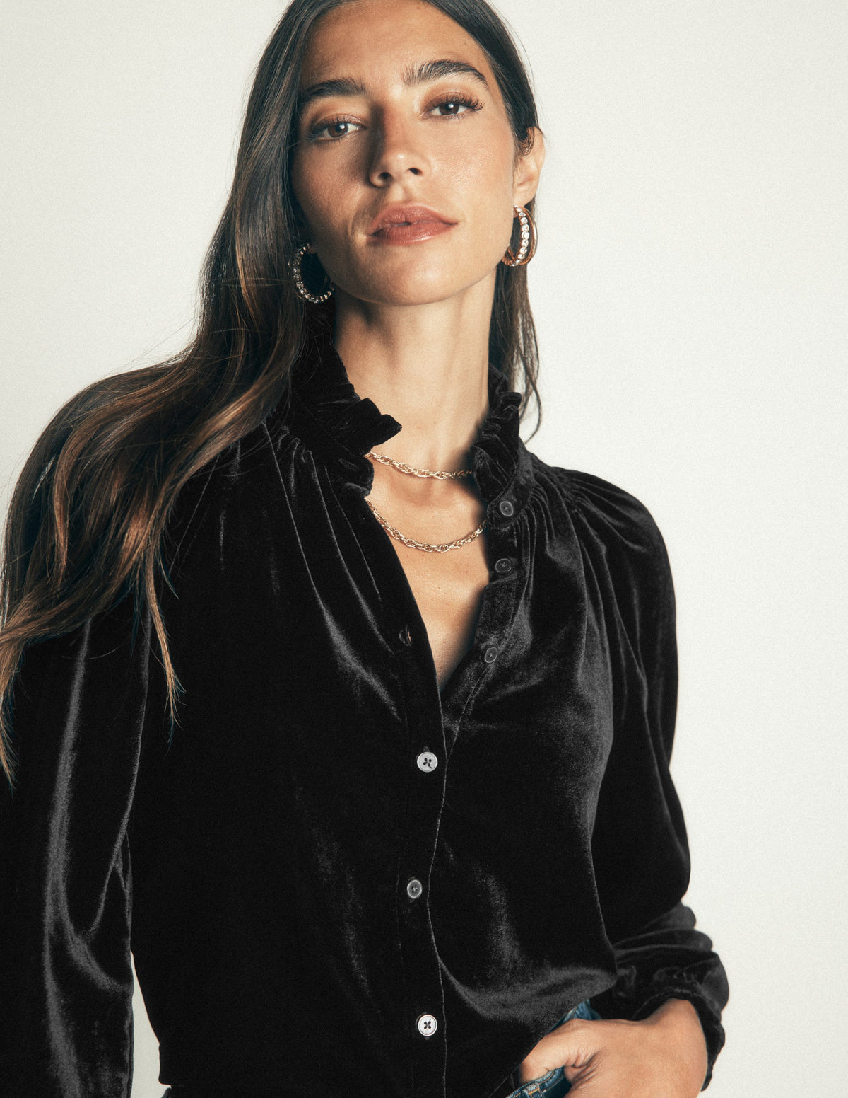 Erica Frill Velvet Top-Black - Image 2