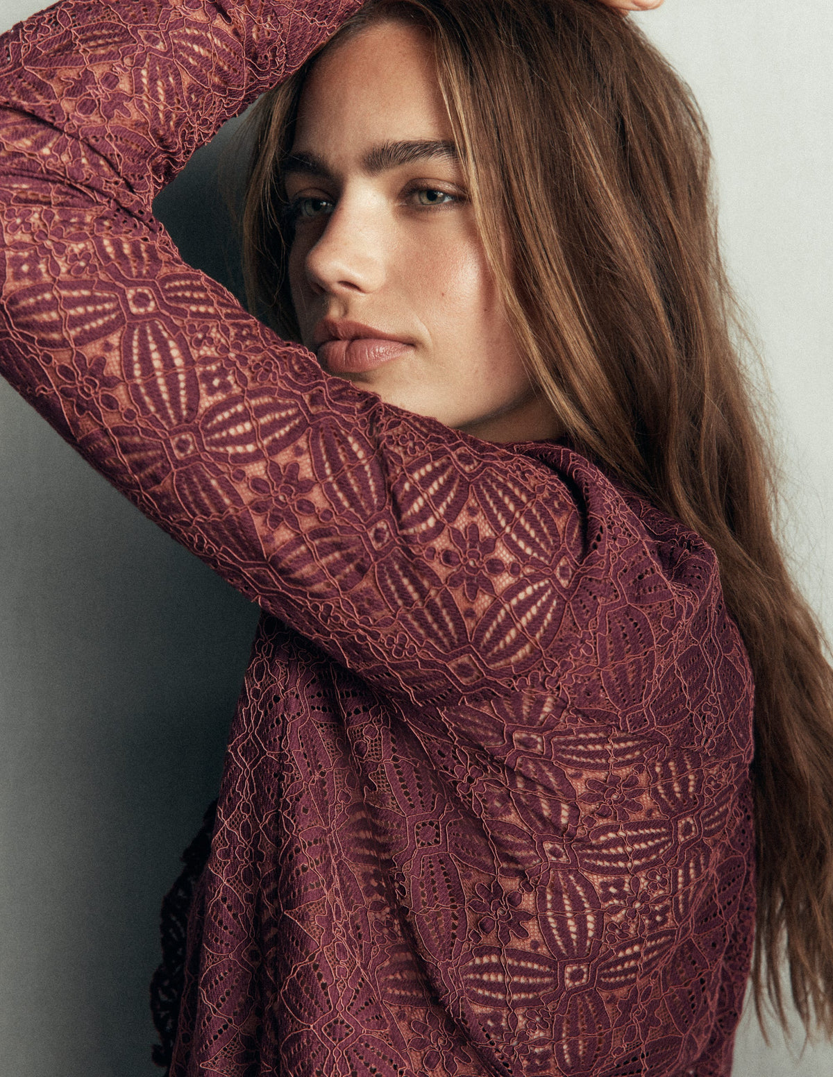 Sienna Frill Lace Shirt-Deep Wisteria-2