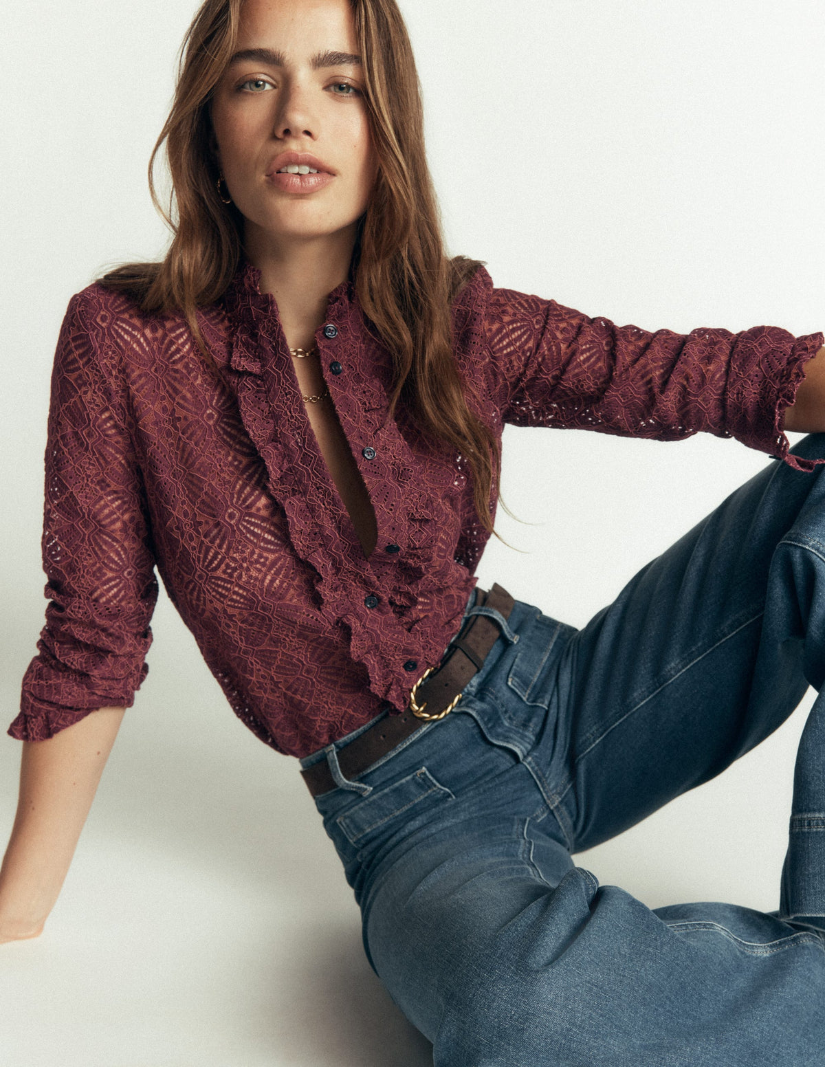 Sienna Frill Lace Shirt-Deep Wisteria - Image 3