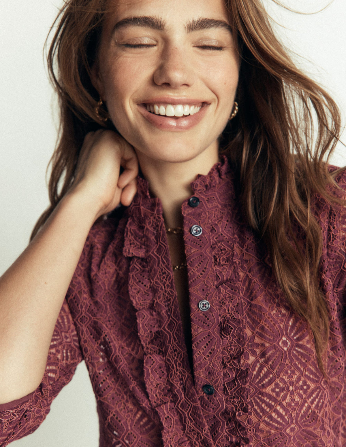 Sienna Frill Lace Shirt-Deep Wisteria-4