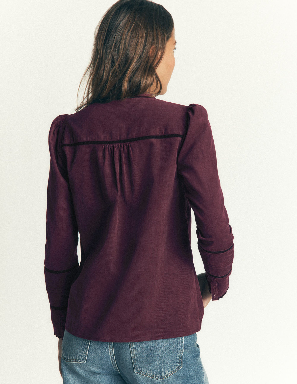Carmen Lace Trim Cord Top-Dark Cherry-5