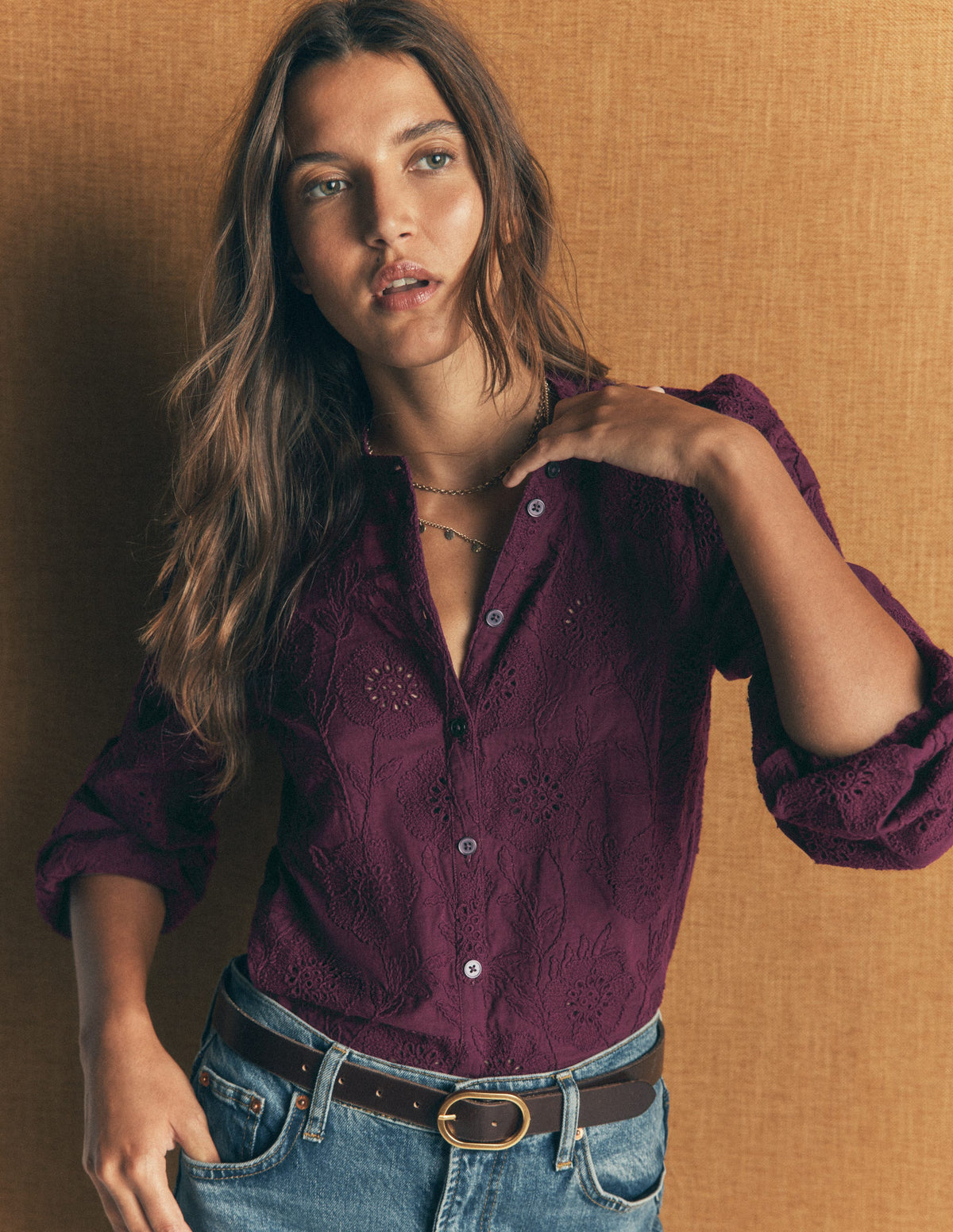 Broderie Cotton Top-Wine Tasting - Image 1