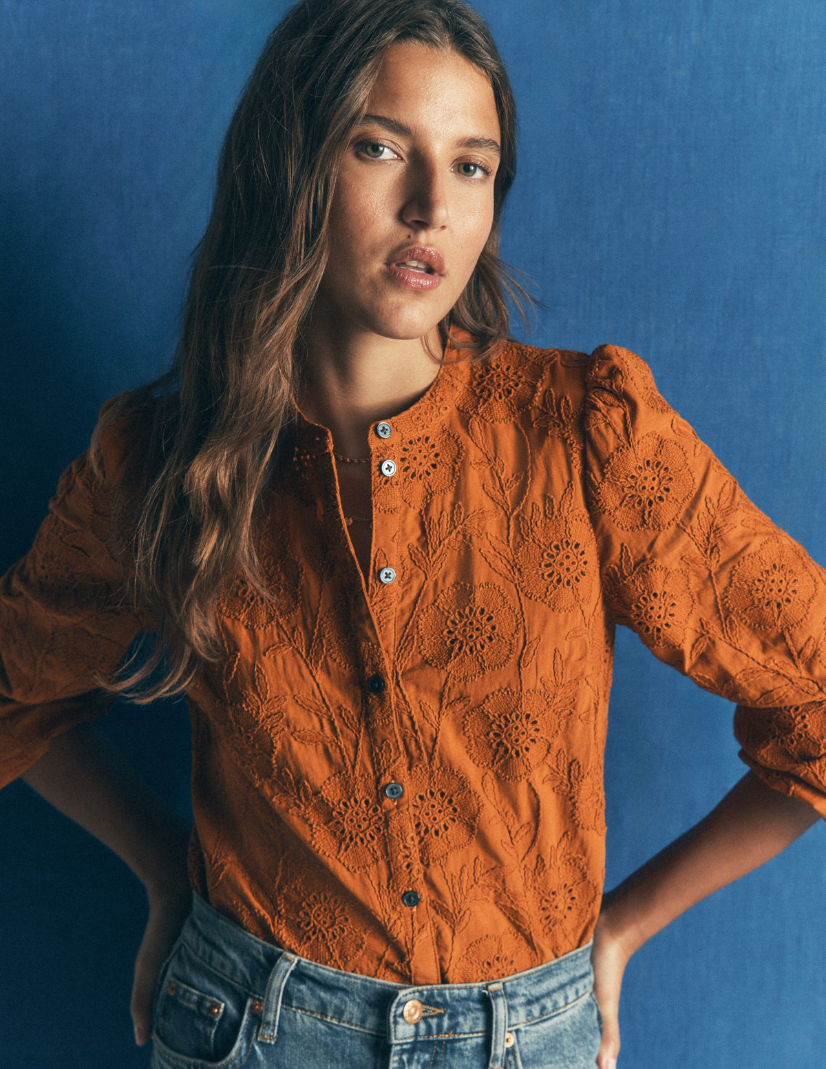 Broderie Cotton Top-Sugar Almond - Image 1