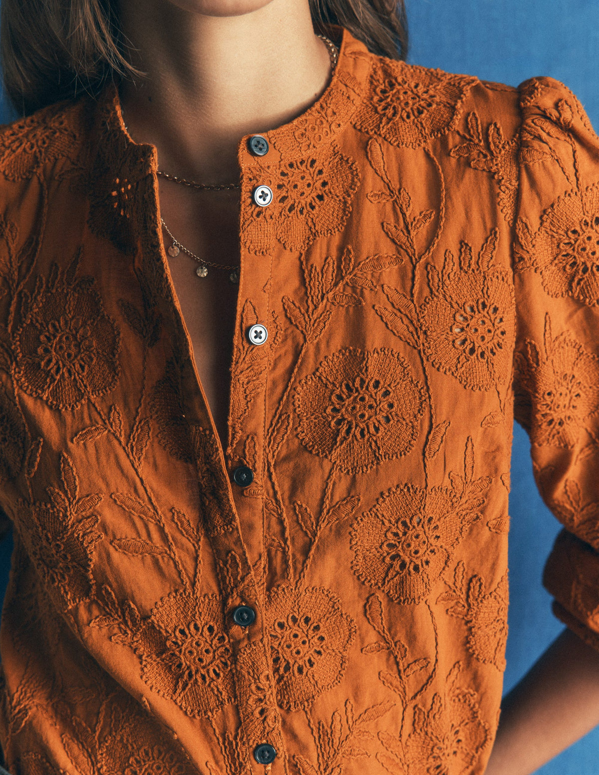 Broderie Cotton Top-Sugar Almond - Image 2
