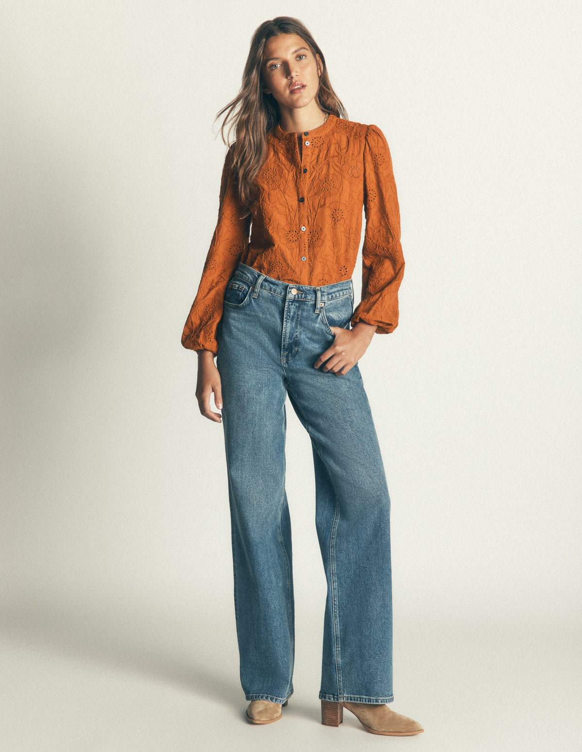 Broderie Cotton Top-Sugar Almond - Image 4