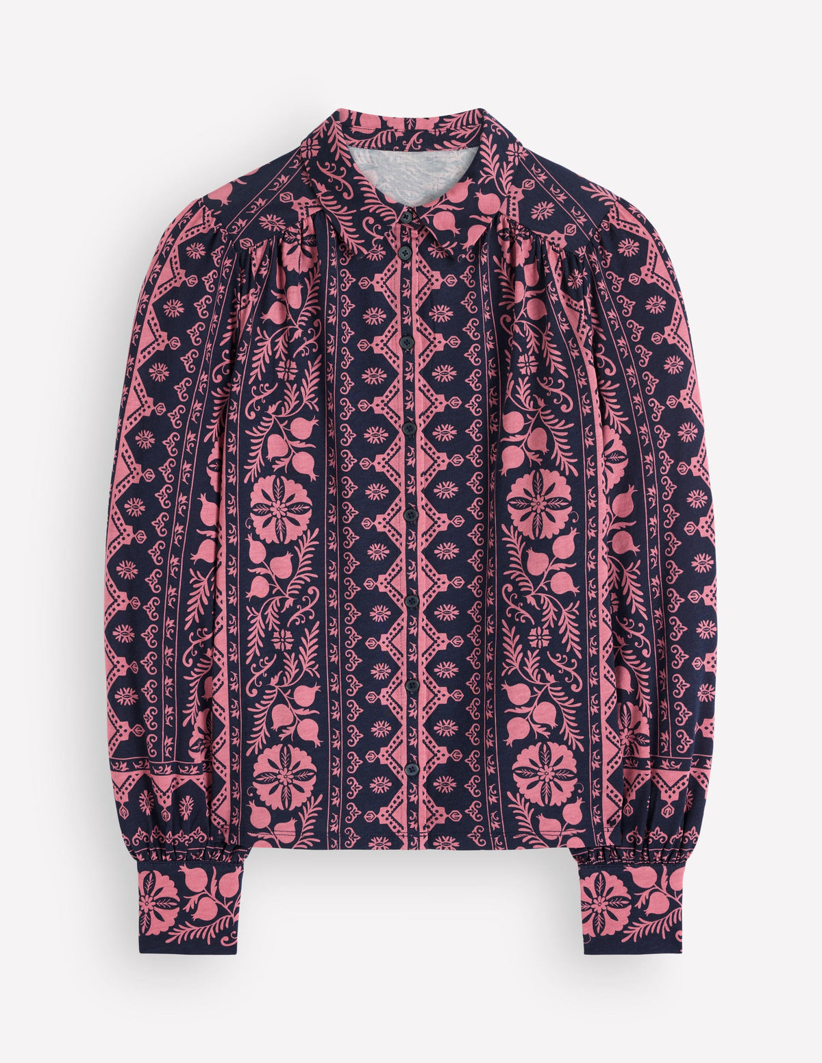 Collared Jersey Shirt-French Navy, Charmed Foliage - Image 5