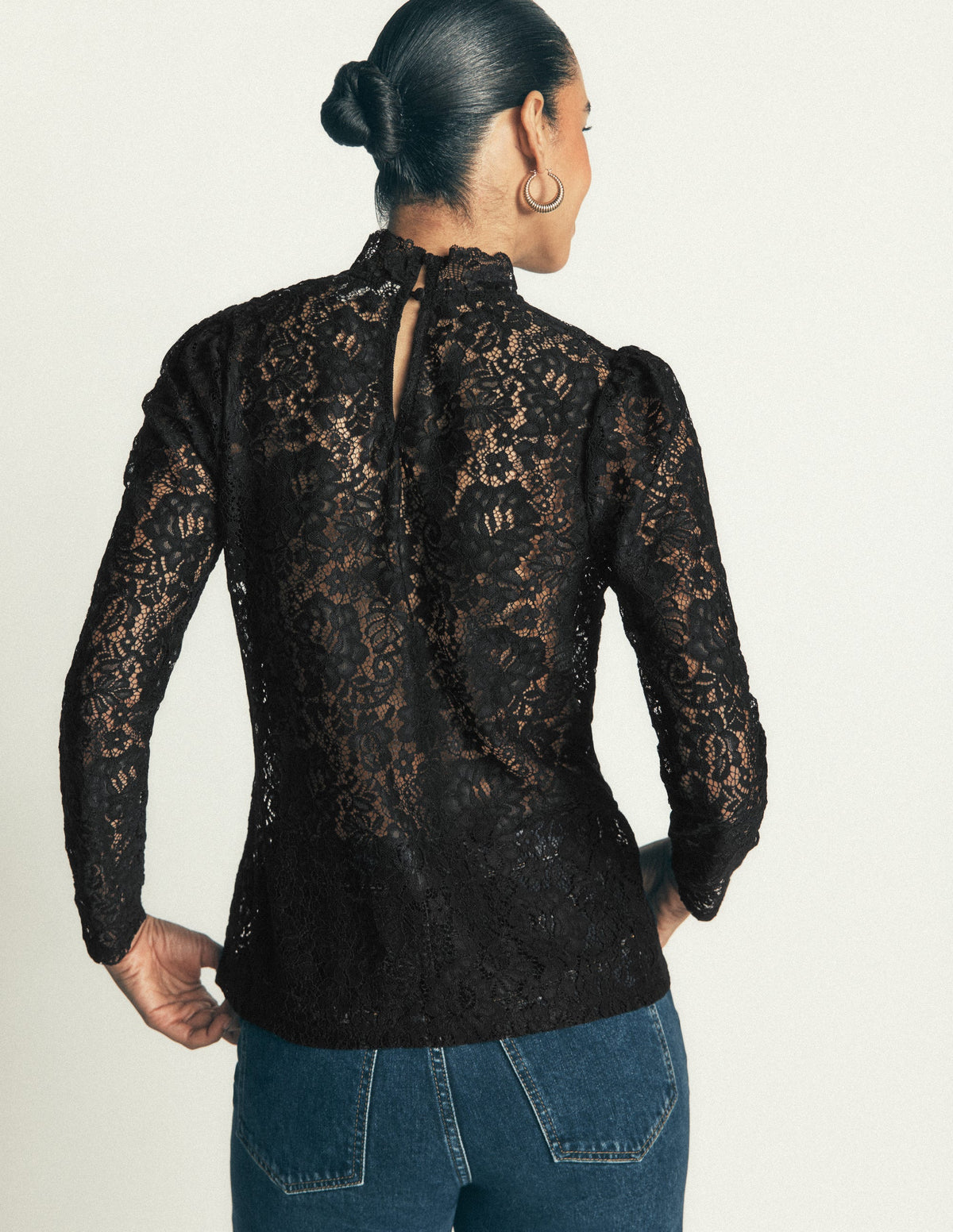 Lace Detail Top-Black - Image 3