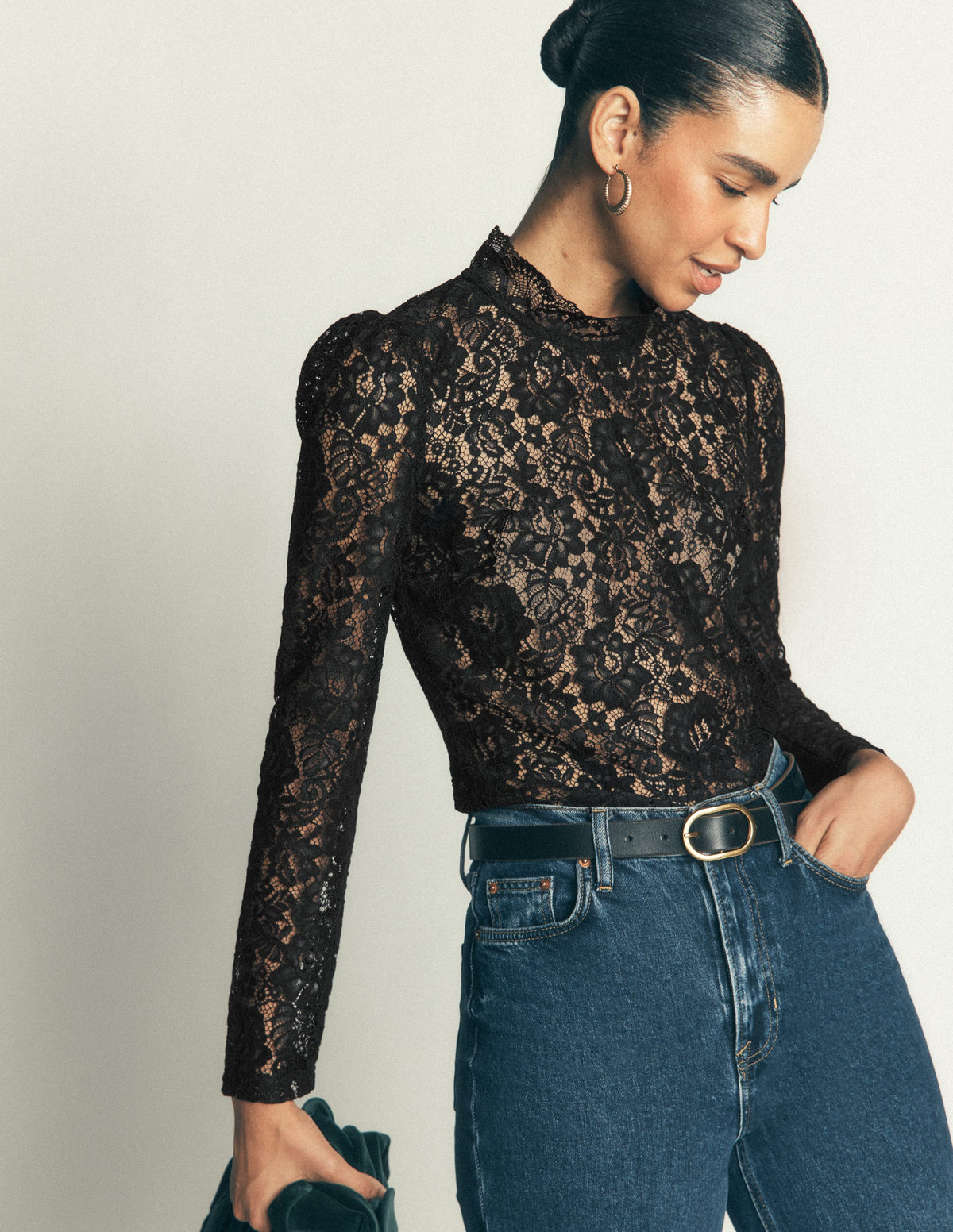 Lace Detail Top-Black - Image 5