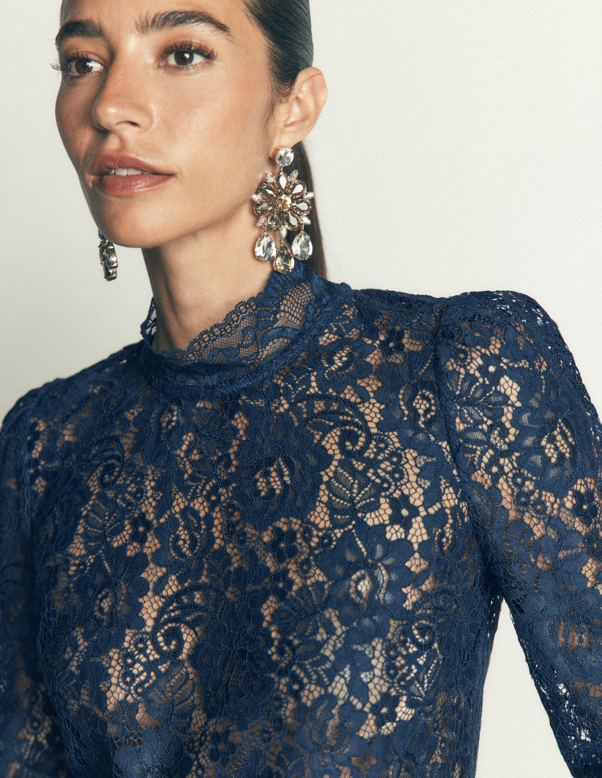Lace Detail Top-Midnight Ocean - Image 2