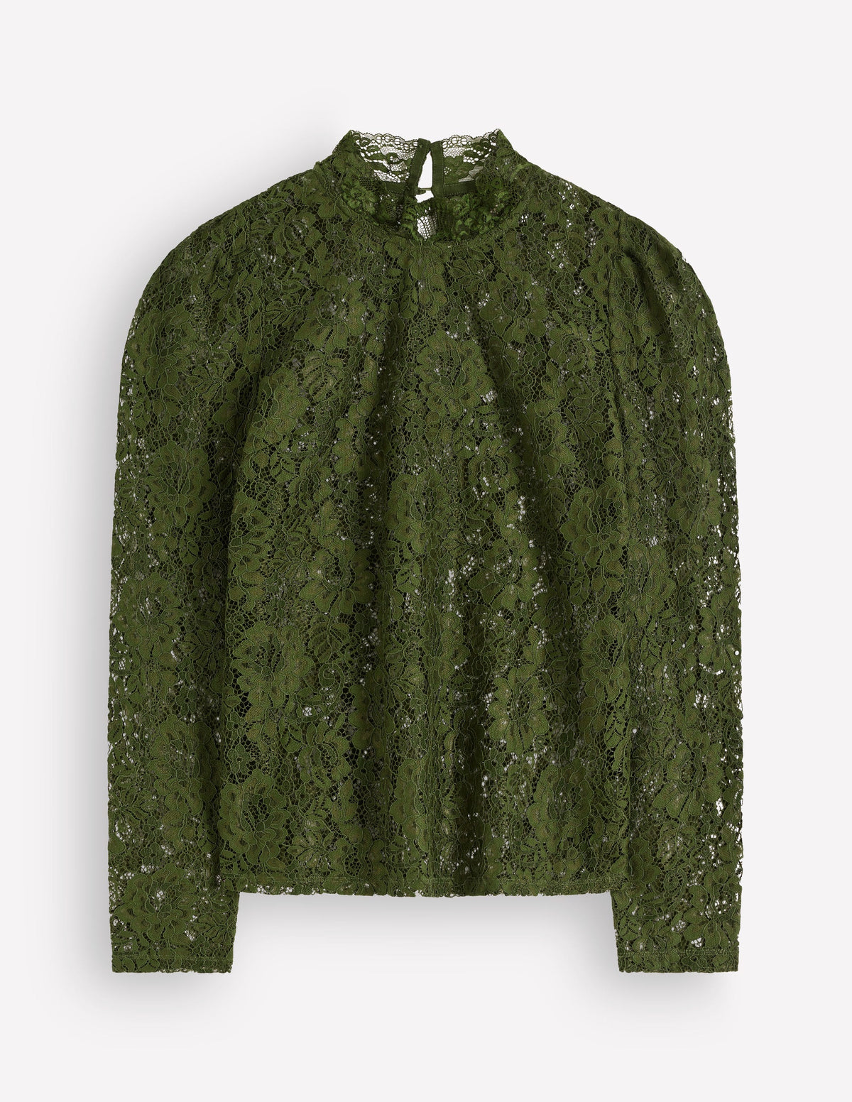 Lace Detail Top-Brunswick Green-4