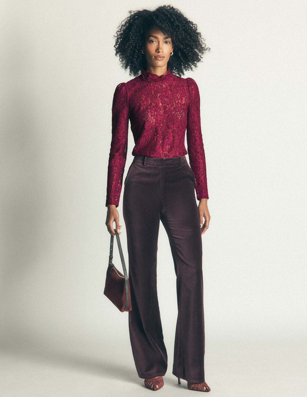 Lace Detail Top-Beetroot Red - Image 4