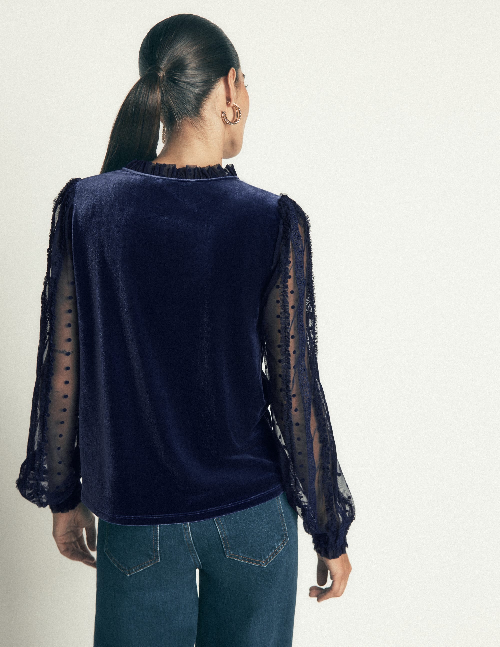 Tulle Mix Velvet Top - Zodiac Purple | Boden UK