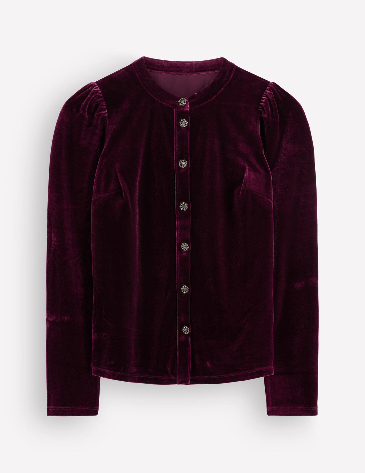 Puff Sleeve Velvet Shirt-Port Royale-7