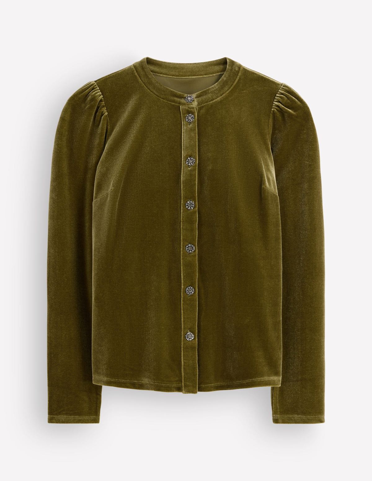 Puff Sleeve Velvet Shirt-Cardamom Seed - Image 5