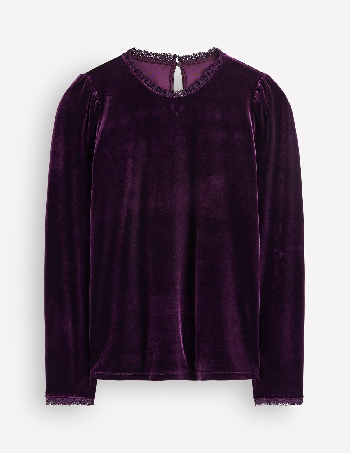 Lace Trim Velvet Top-Night Shade-5