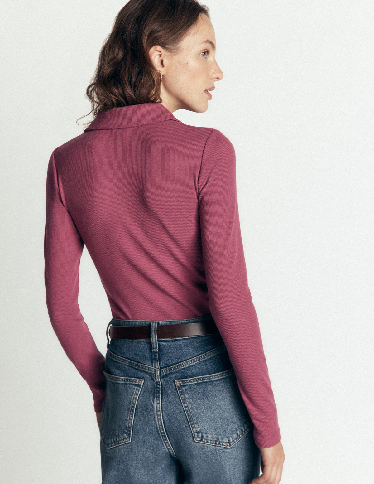 Jersey Velvet Ribbed Shirt-Maroon-3