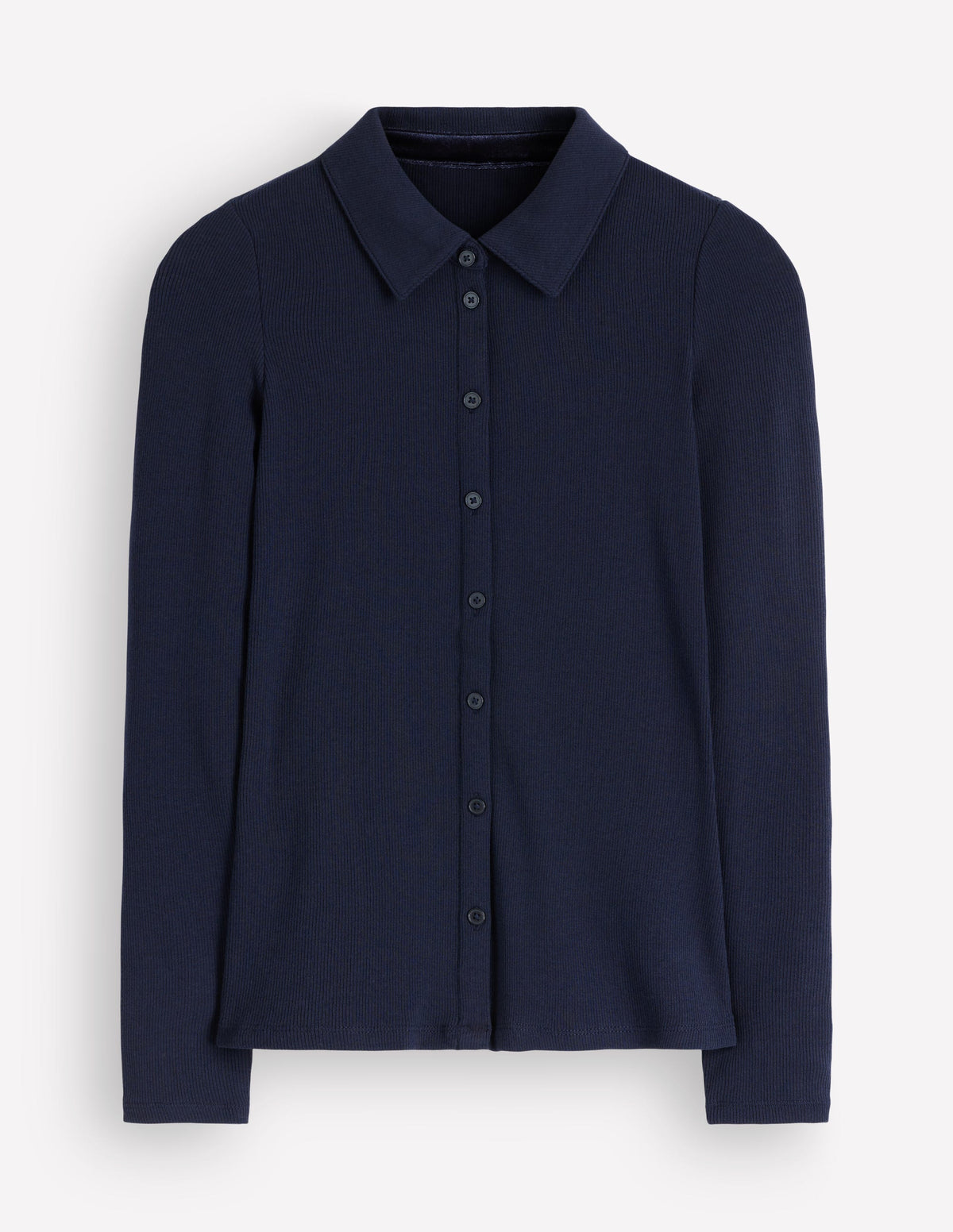 Jersey Velvet Ribbed Shirt-Navy - Image 5