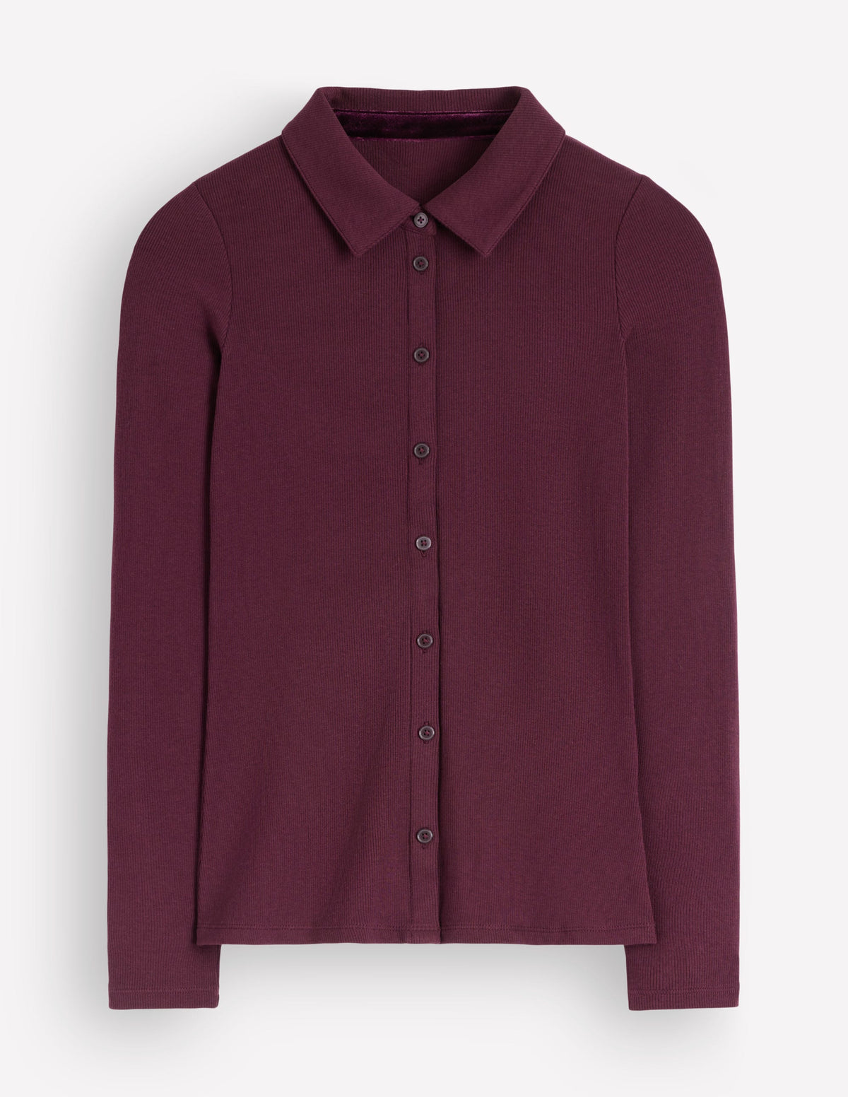 Jersey Velvet Ribbed Shirt-Dark Cherry - Image 5