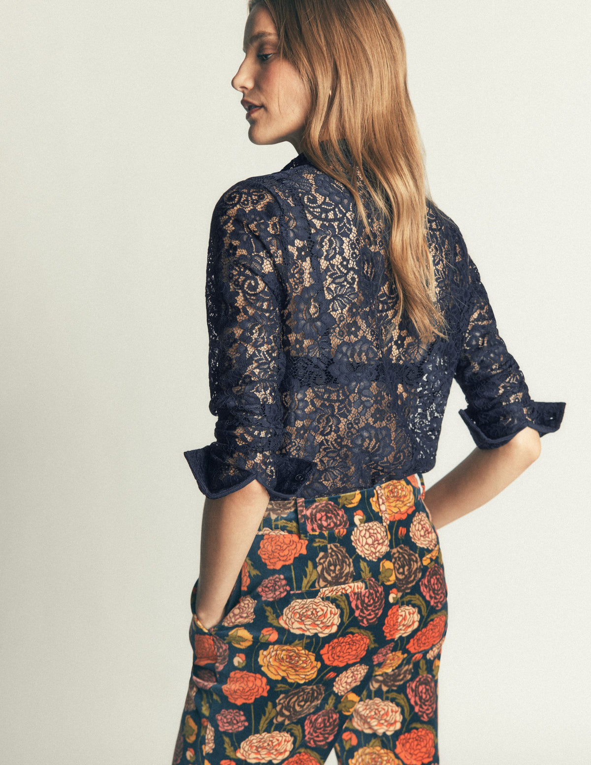 Jersey Lace Shirt-Navy-3