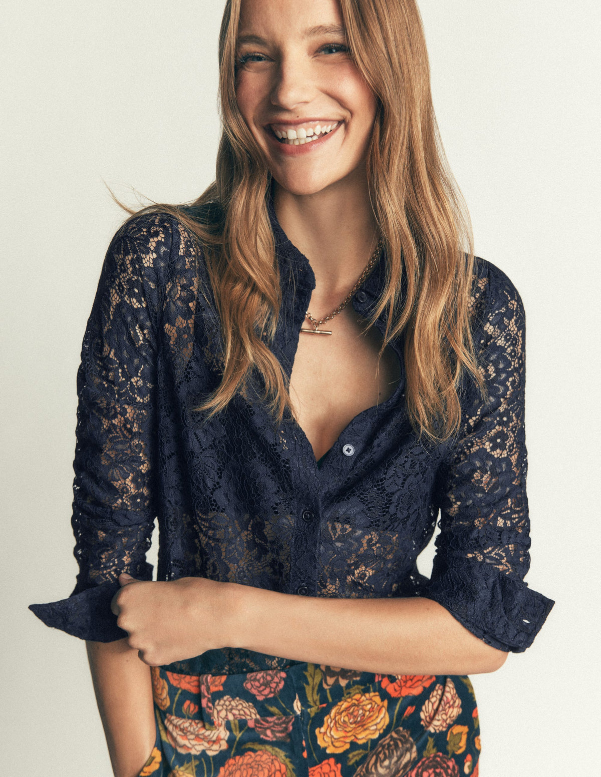 Jersey Lace Shirt-Navy-4