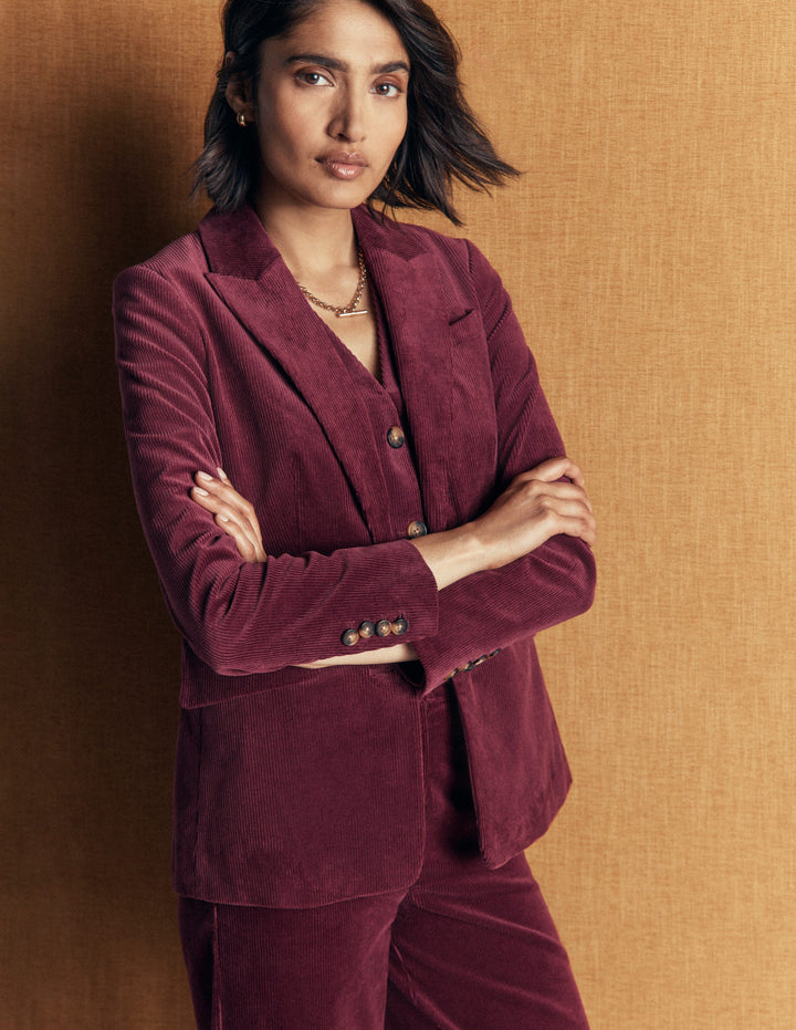 Stamford Cord Blazer-Dark Crimson