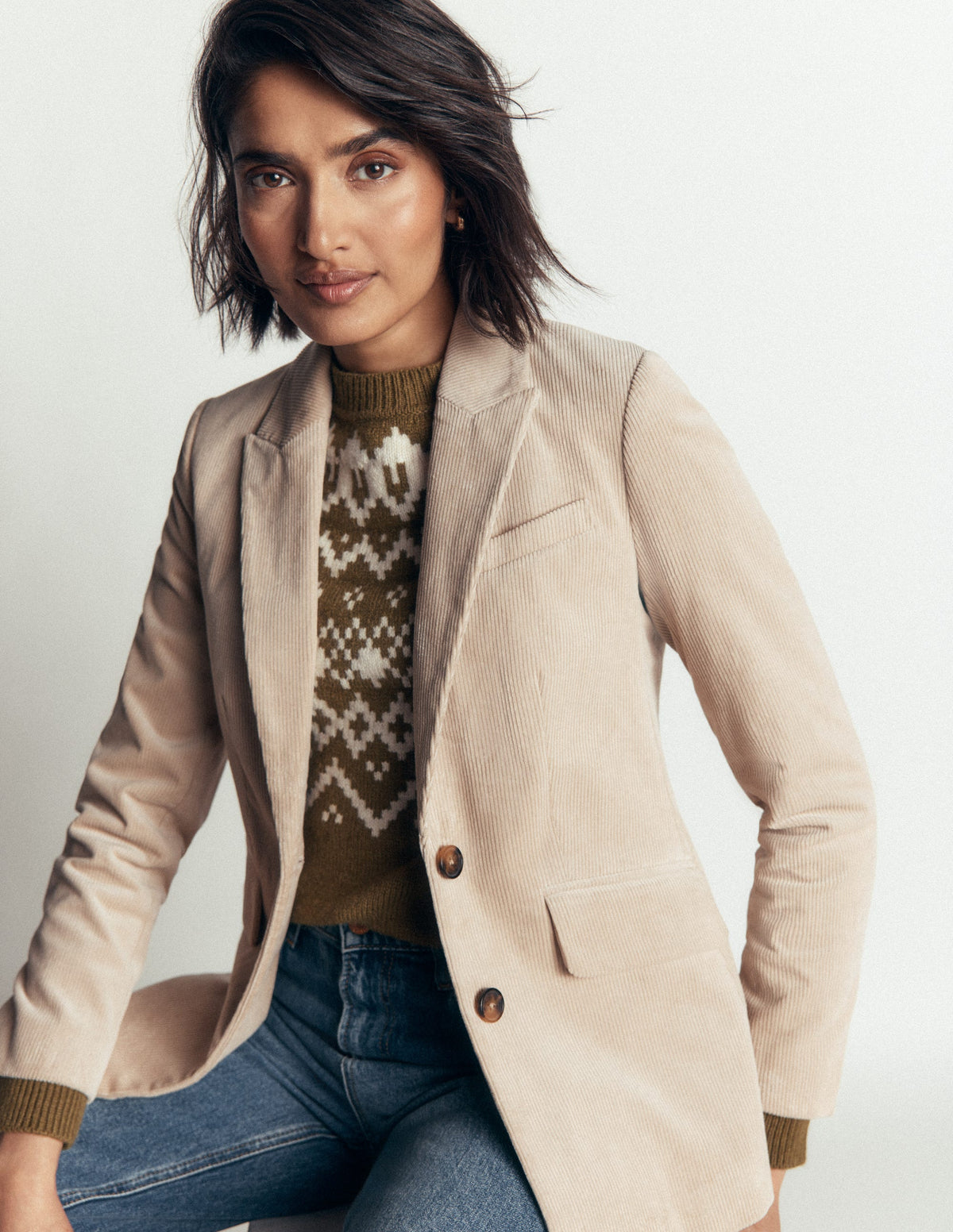 Stamford Cord Blazer-Latte-5