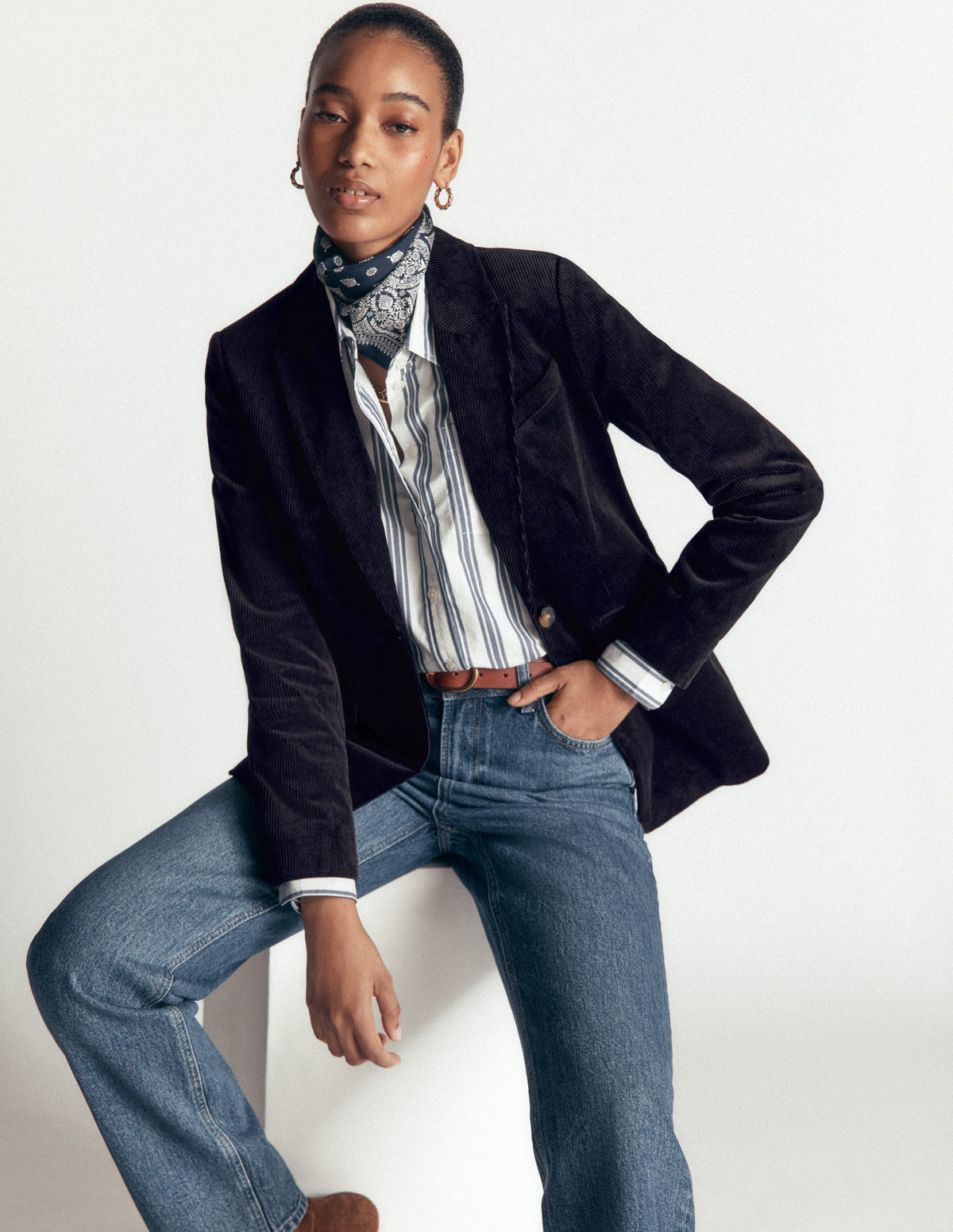 Stamford Cord Blazer-Navy-6