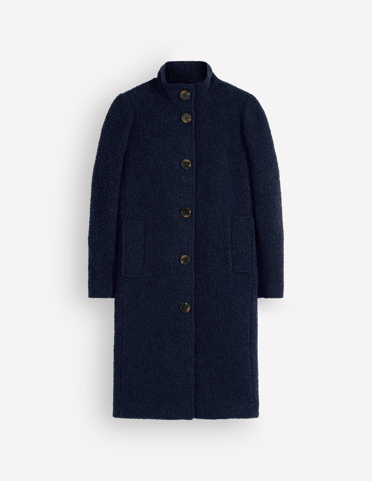 Funnel Neck Wool Coat-Navy - Image 5