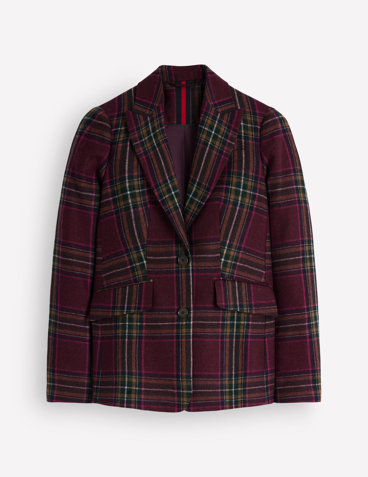 Stamford Wool Blazer-Maroon And Olive Check-7