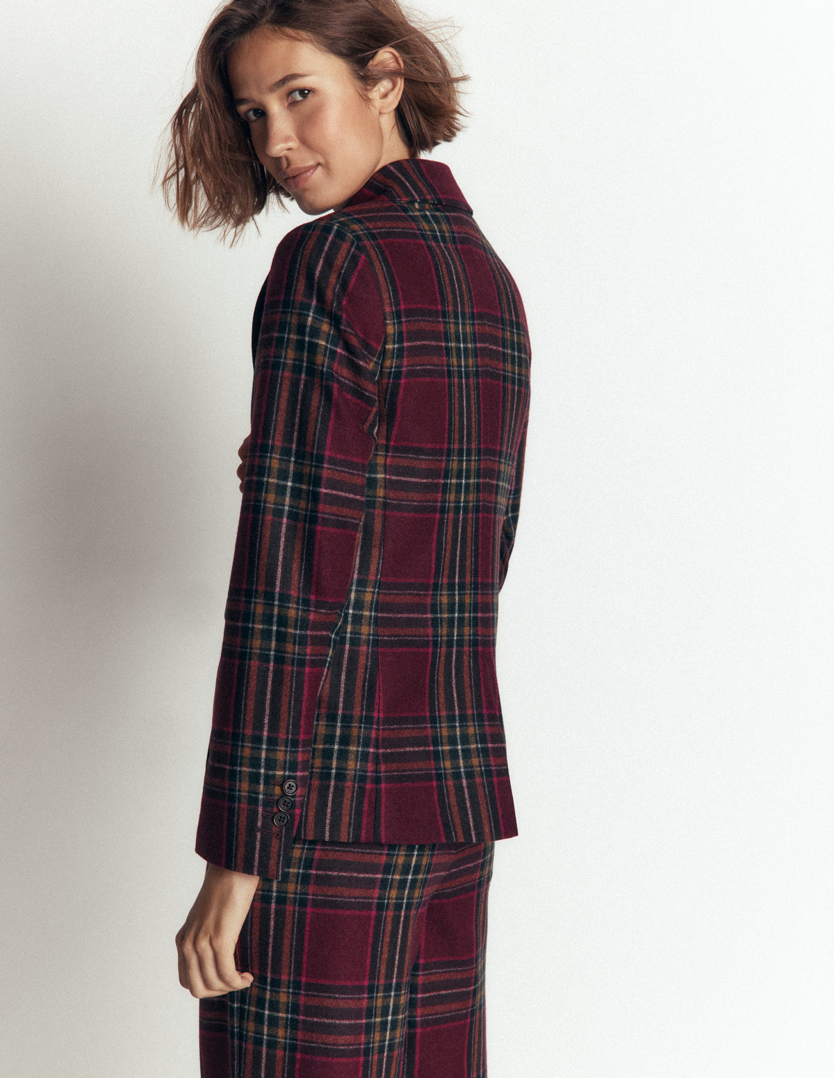 Stamford Wool Blazer-Maroon And Olive Check-3