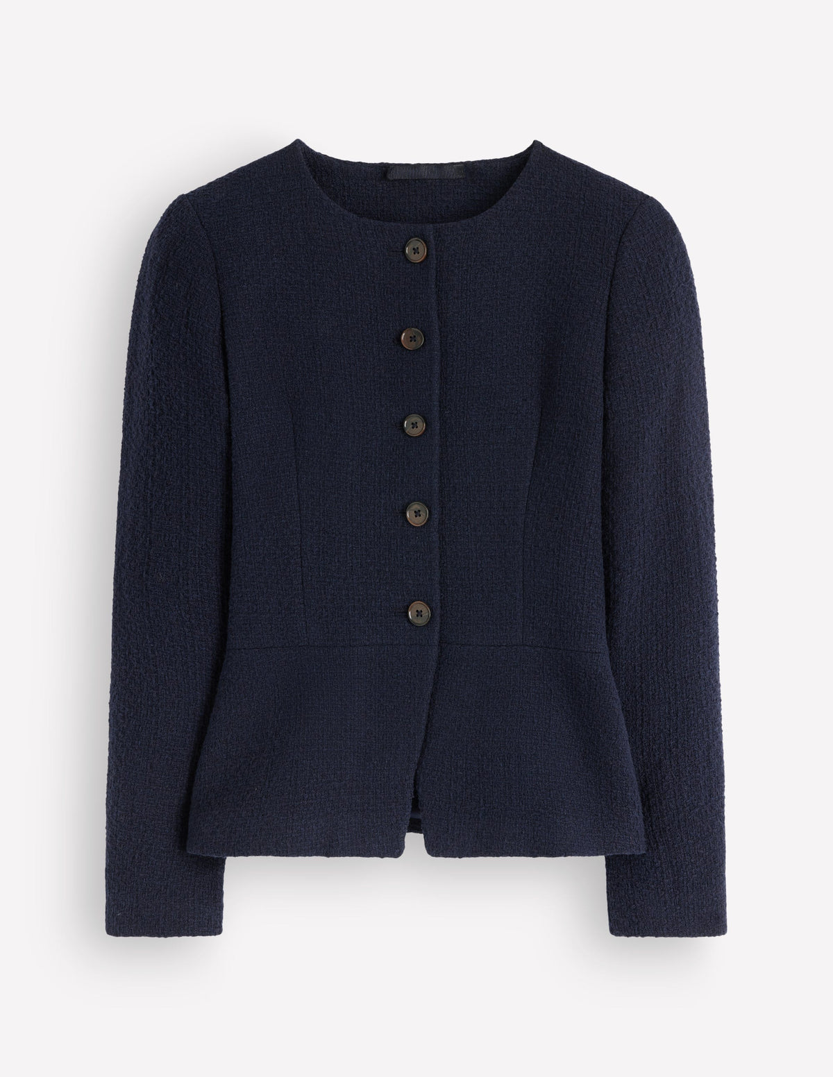 Collarless Tailored Blazer-Navy-6