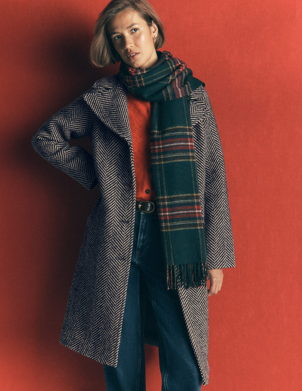Cotswold Wool Coat-Grey Herringbone - Image 1