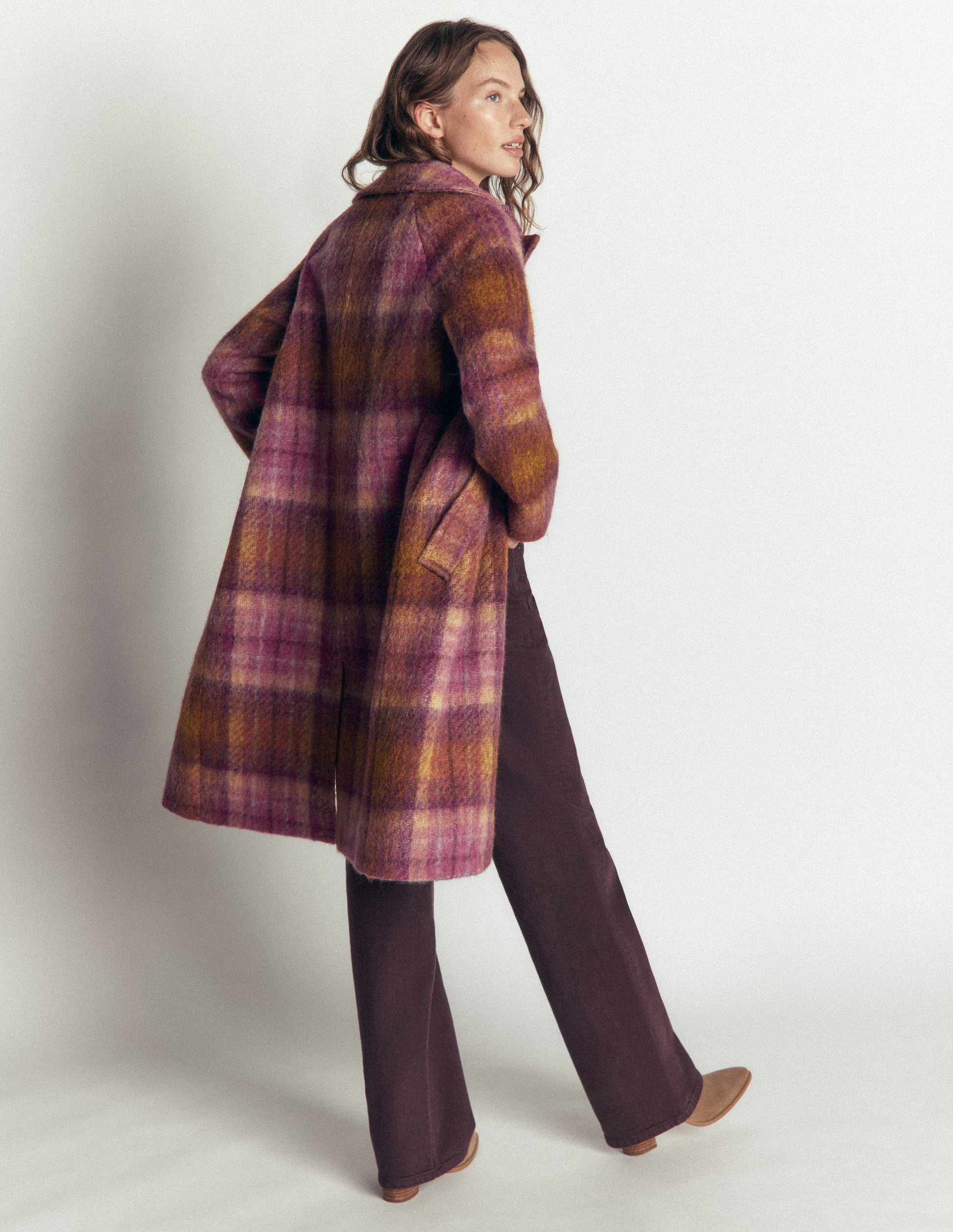 Cotswold Wool Coat-Camel, Pink Check-5