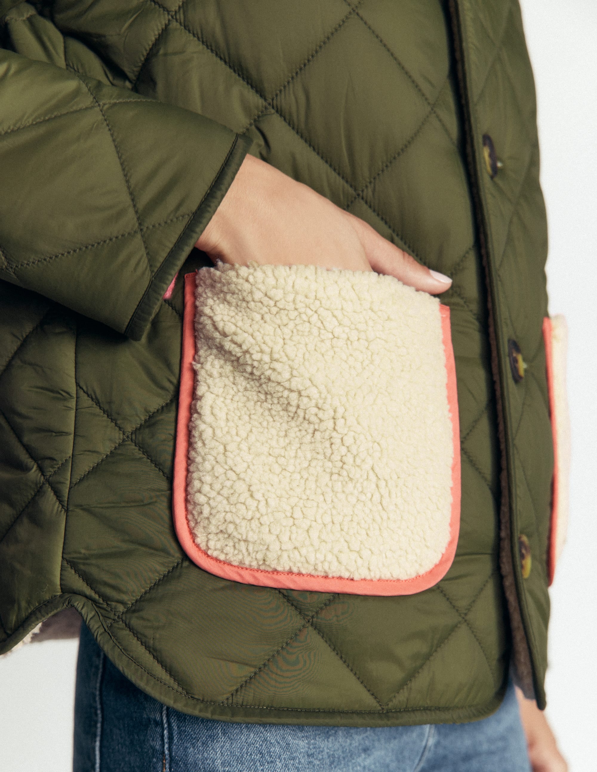 Reversible Borg Mix Coat-Woodland Green - Image 3