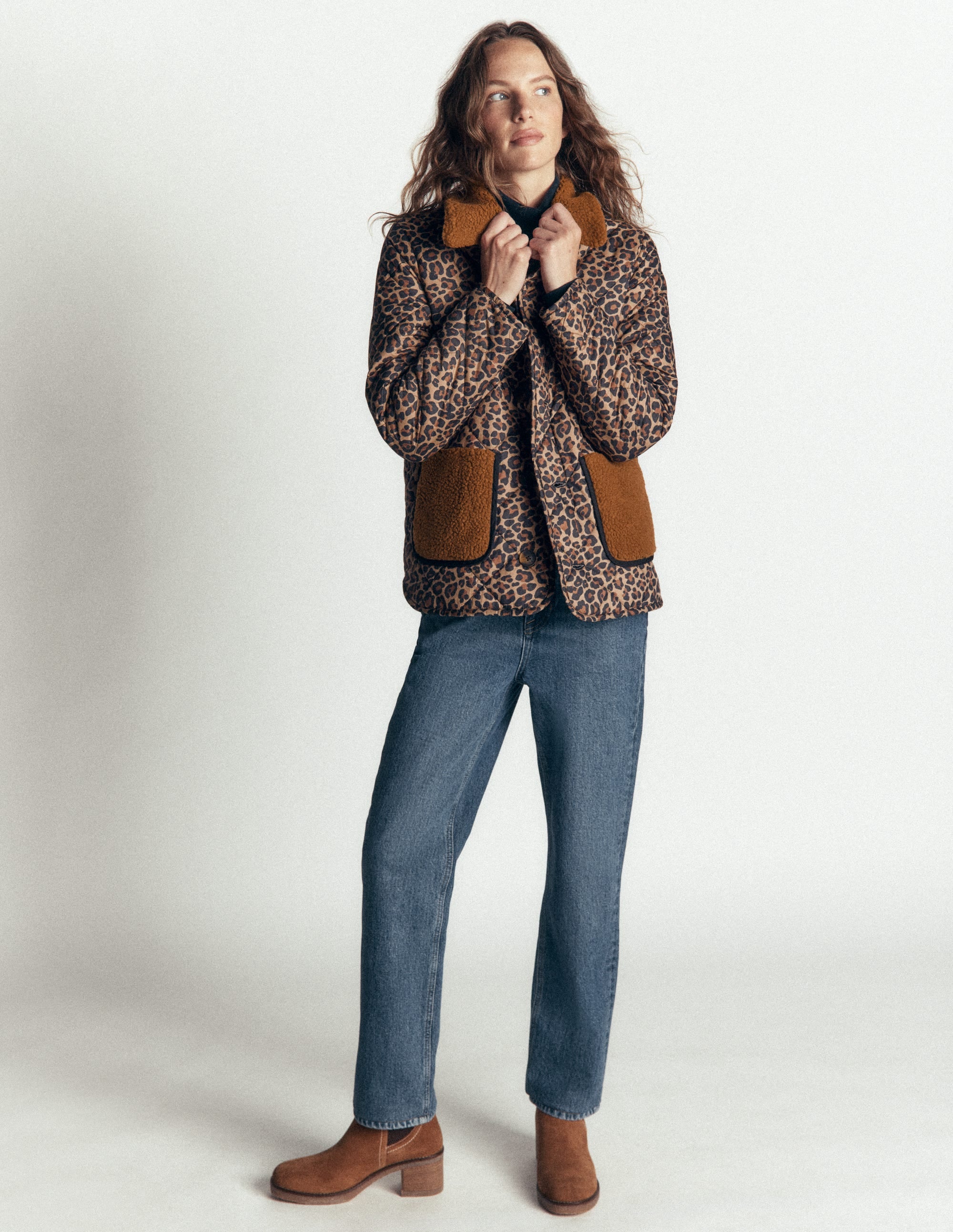 Reversible Borg Mix Coat-Leopard - Image 4
